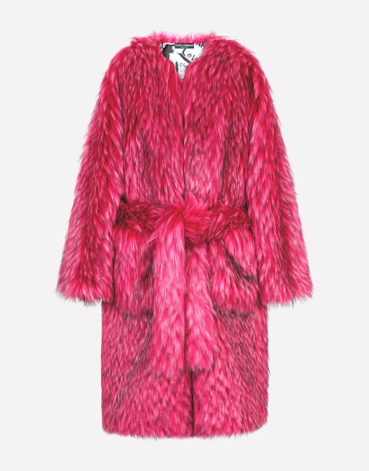 Coat with faux fur belt - 3