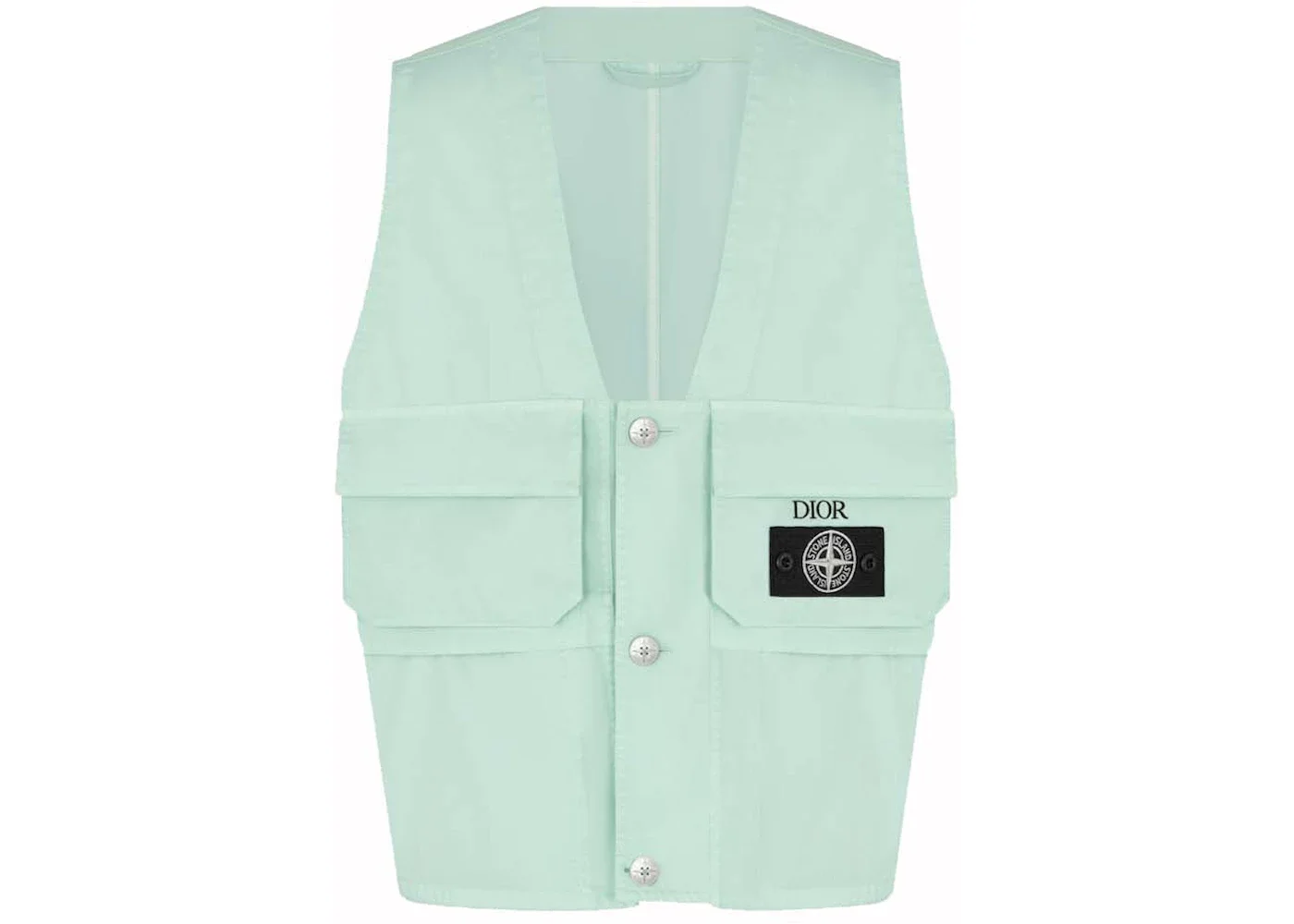 Dior x Stone Island Cotton-Blend Satin Vest Light Green - 1