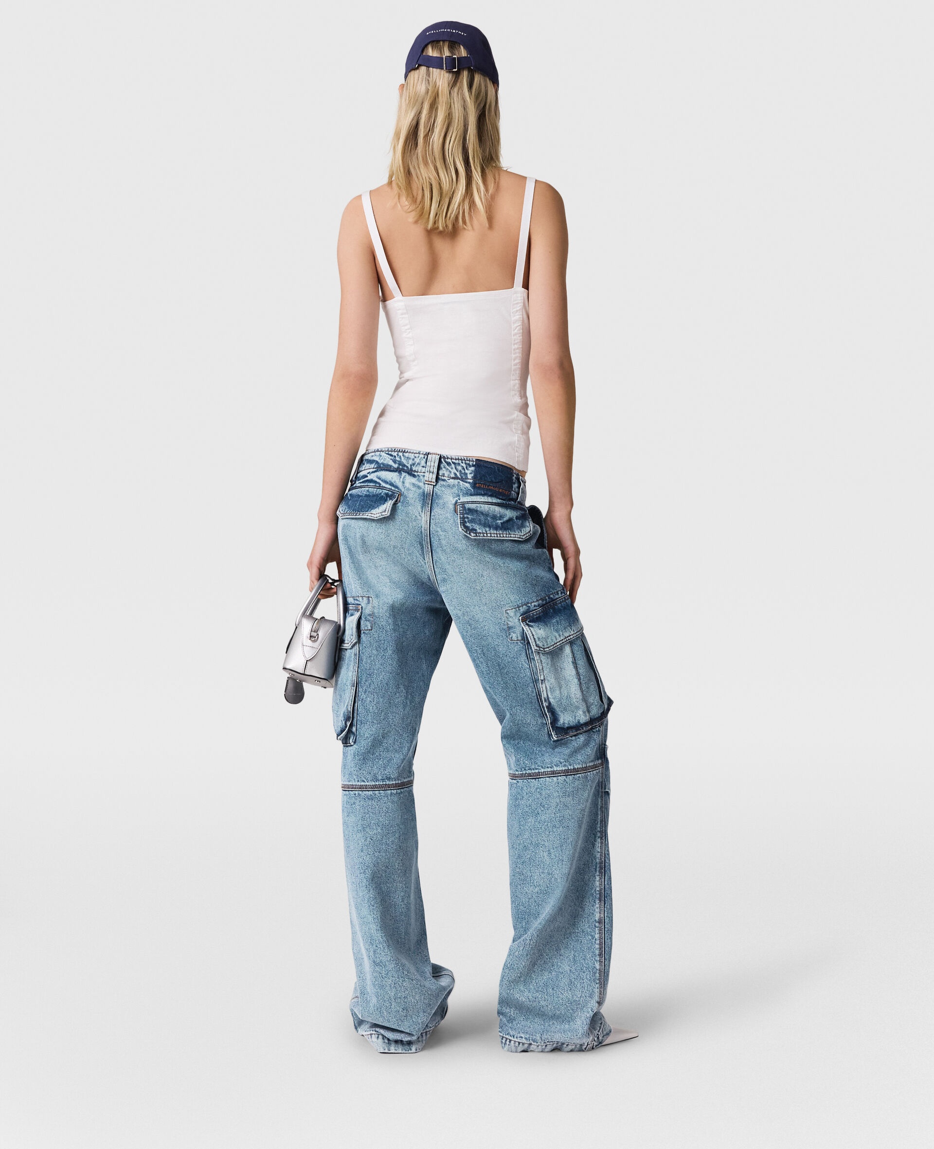 Vintage Wash Denim Cargo Jeans - 5