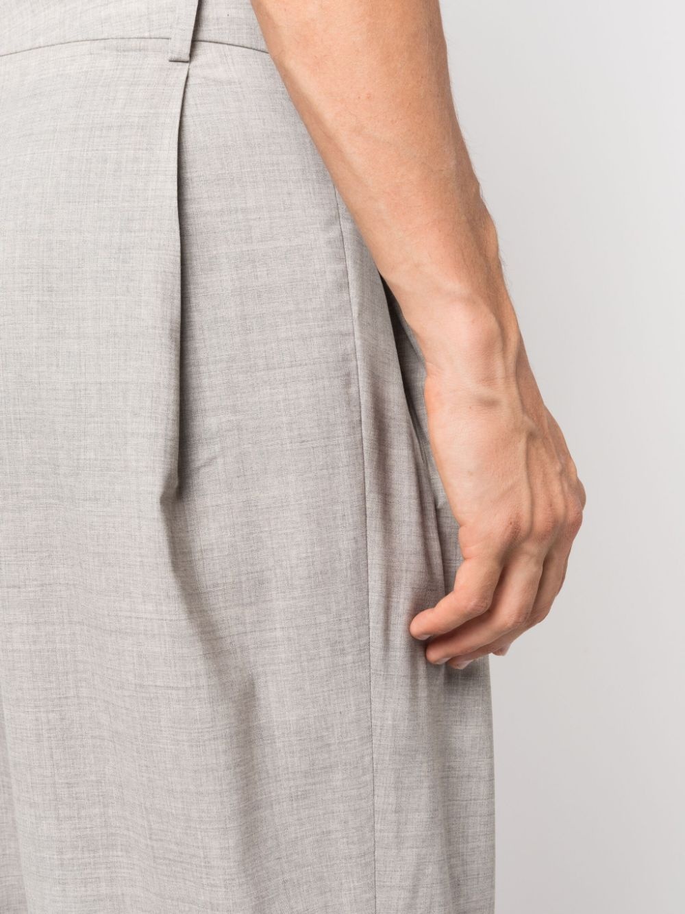 pleated cropped wool-blend trousers - 6