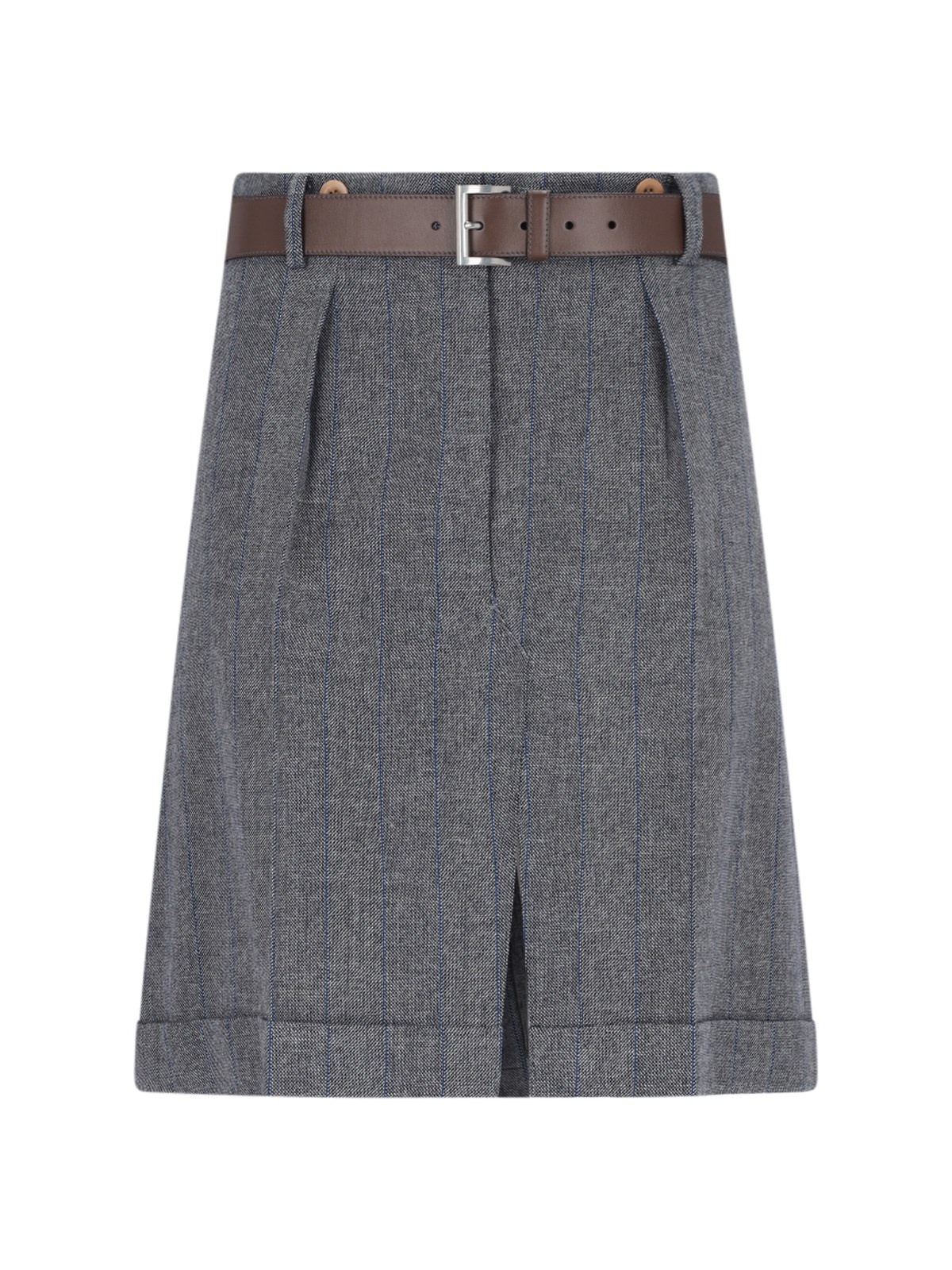 ミニスカート Prada Pinstriped Wool Skirt With Belt Prada Pinstriped wool skirt | REVERSIBLE