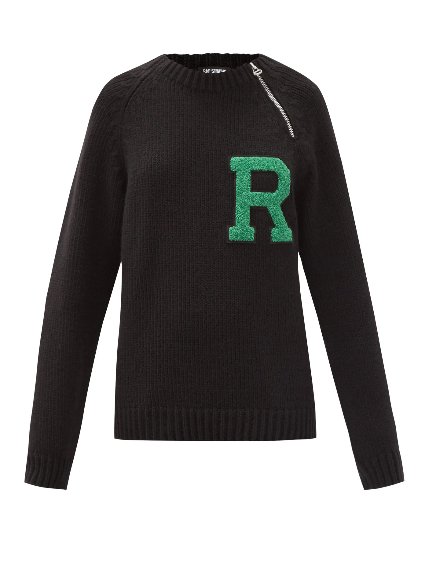 Logo-appliqué zipped ribbed sweater - 1