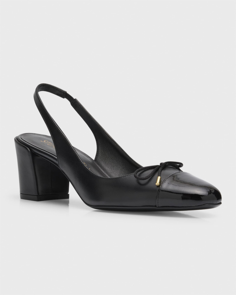 Sleek 혼합 가죽 활 Slingback 펌프 4