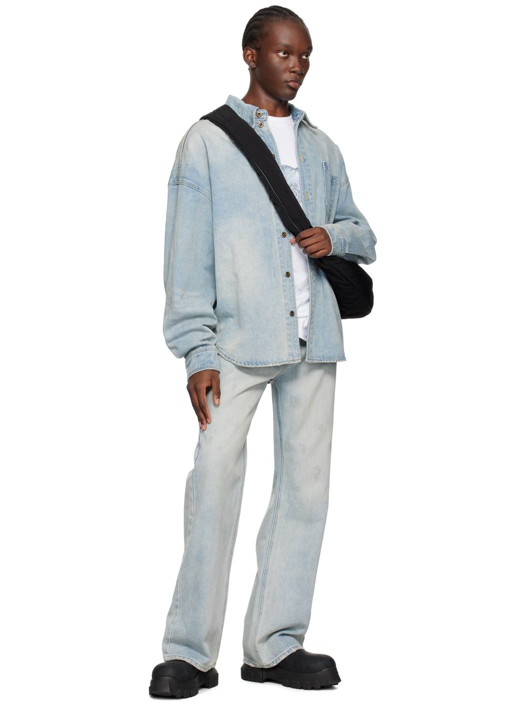 Blue Washed Denim Shirt - 4