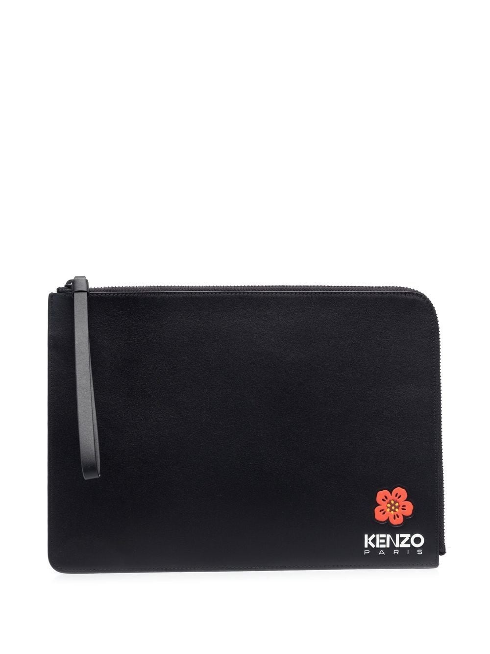 logo-print leather clutch bag - 1