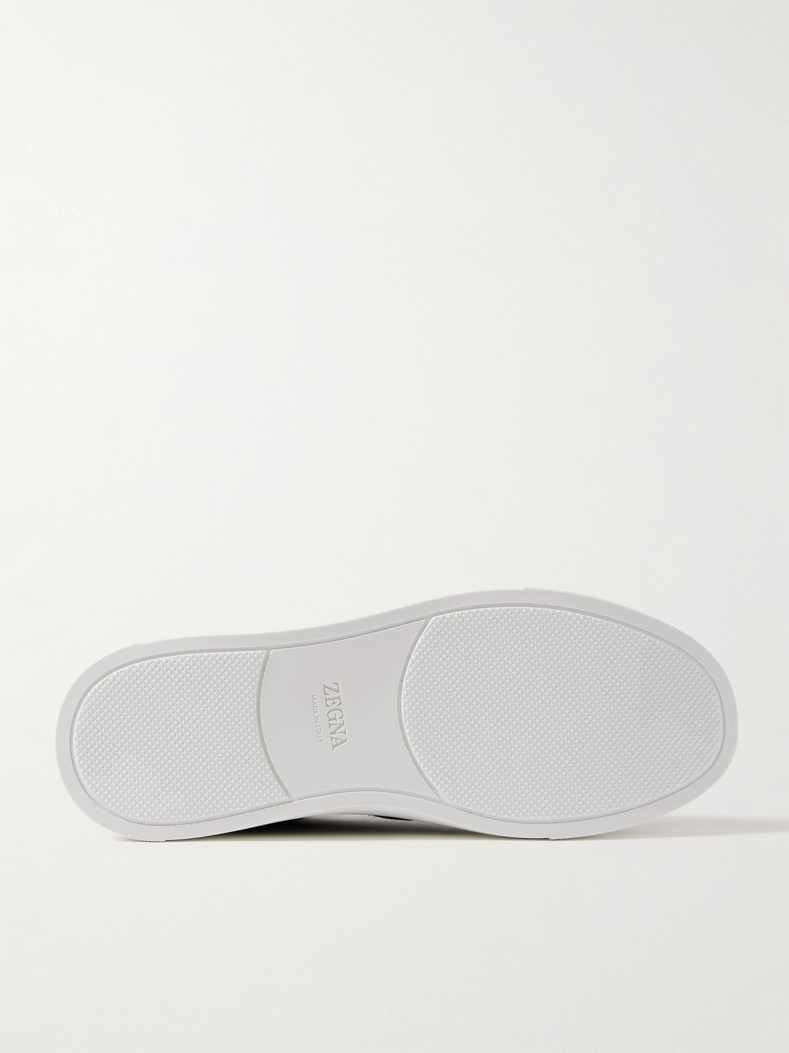 Triple Stitch™ Leather-Trimmed Linen-Canvas Slip-On Sneakers Gray - 3