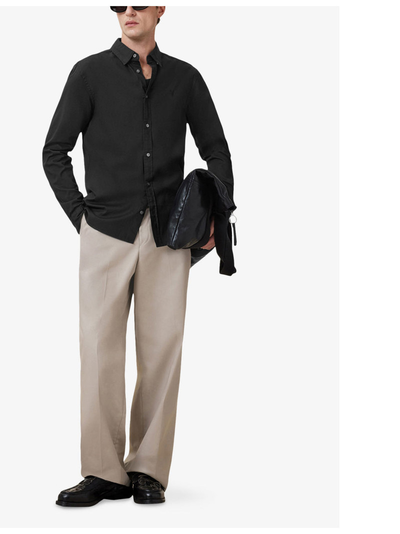 ALLSAINTS Hawthorne Logo-Embroidered Slim-Fit Stretch Cotton Shirt outlook