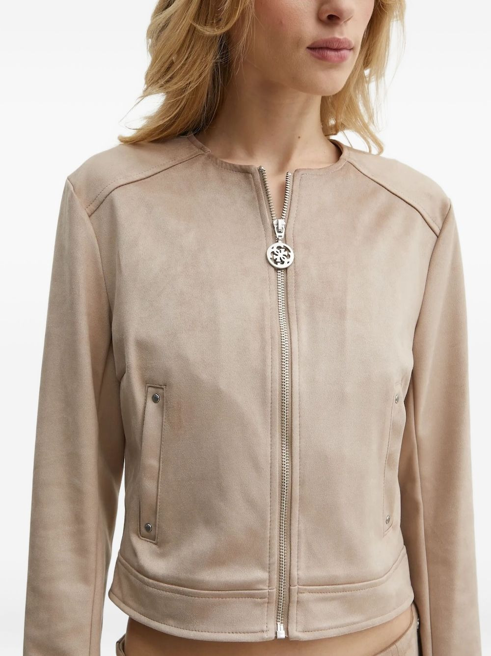 zip-fastening cropped jacket - 3