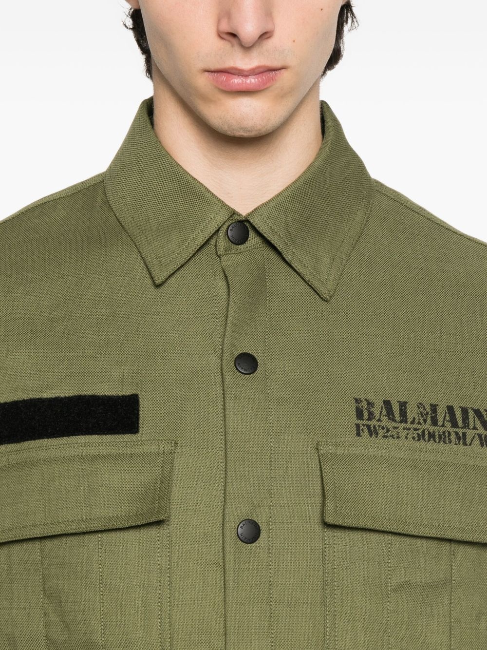 embroidered-patch pocket shirt - 5