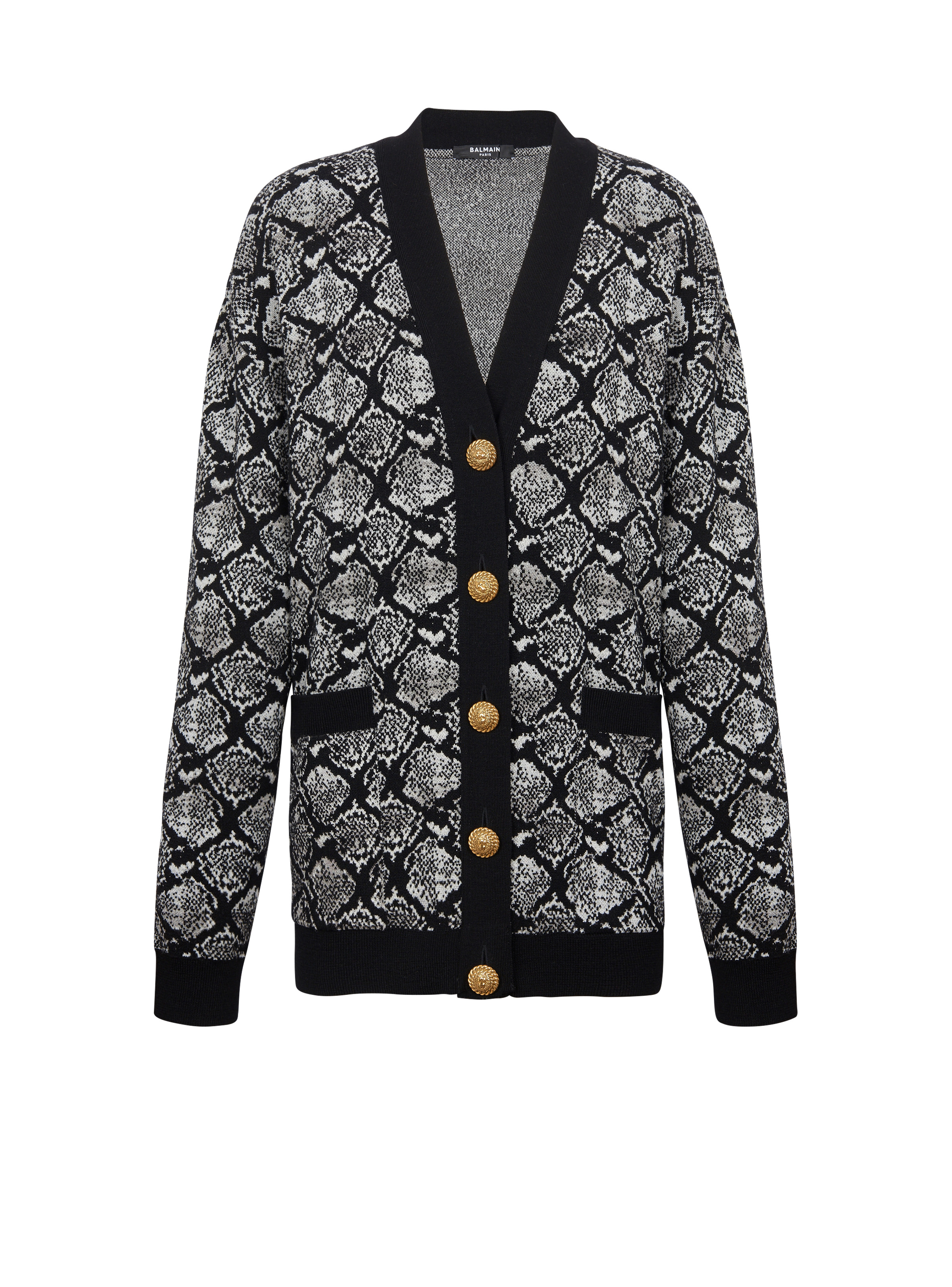 Snakeskin jacquard knit cardigan - 1