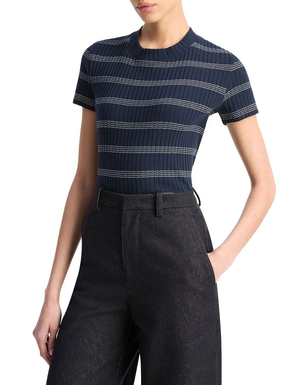 Vince Striped Crewneck Top - 1