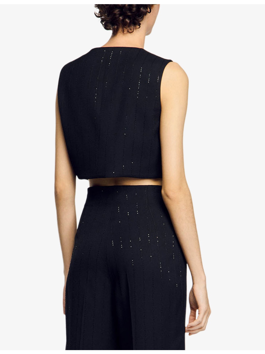 Sequin-Embellished Cropped Woven Top - 4