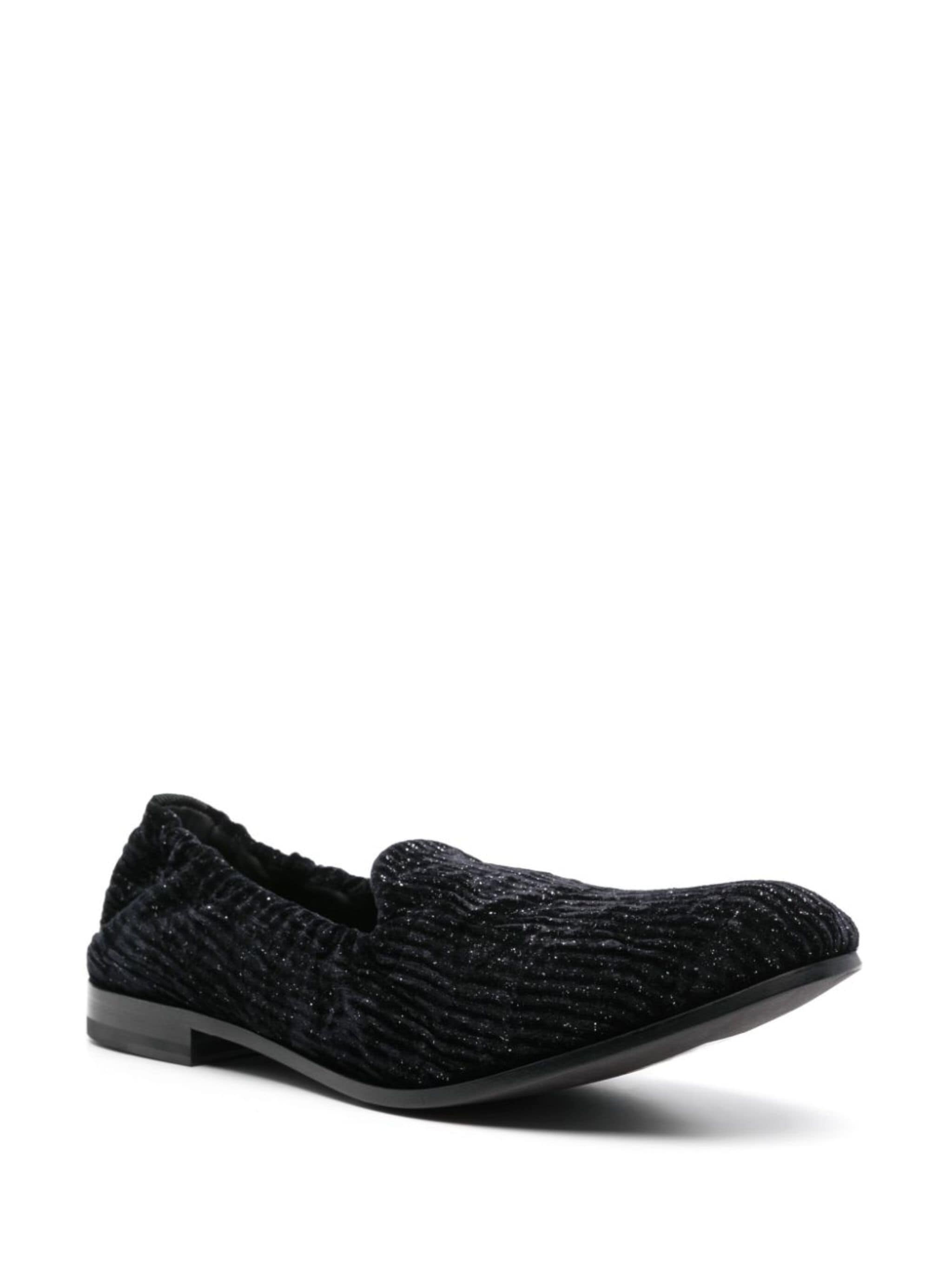 glittered textured-velvet loafers - 2