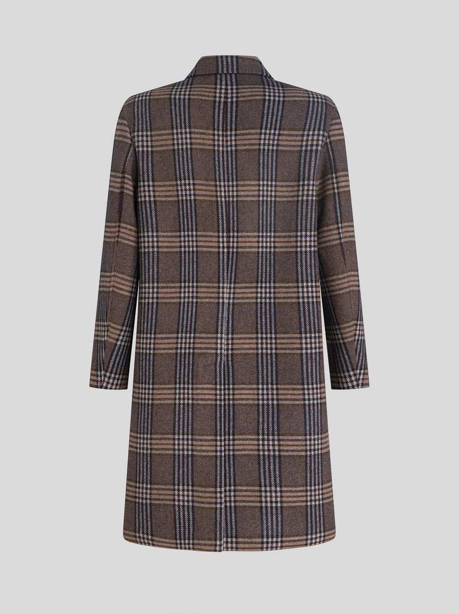 CHECK WOOL COAT - 5
