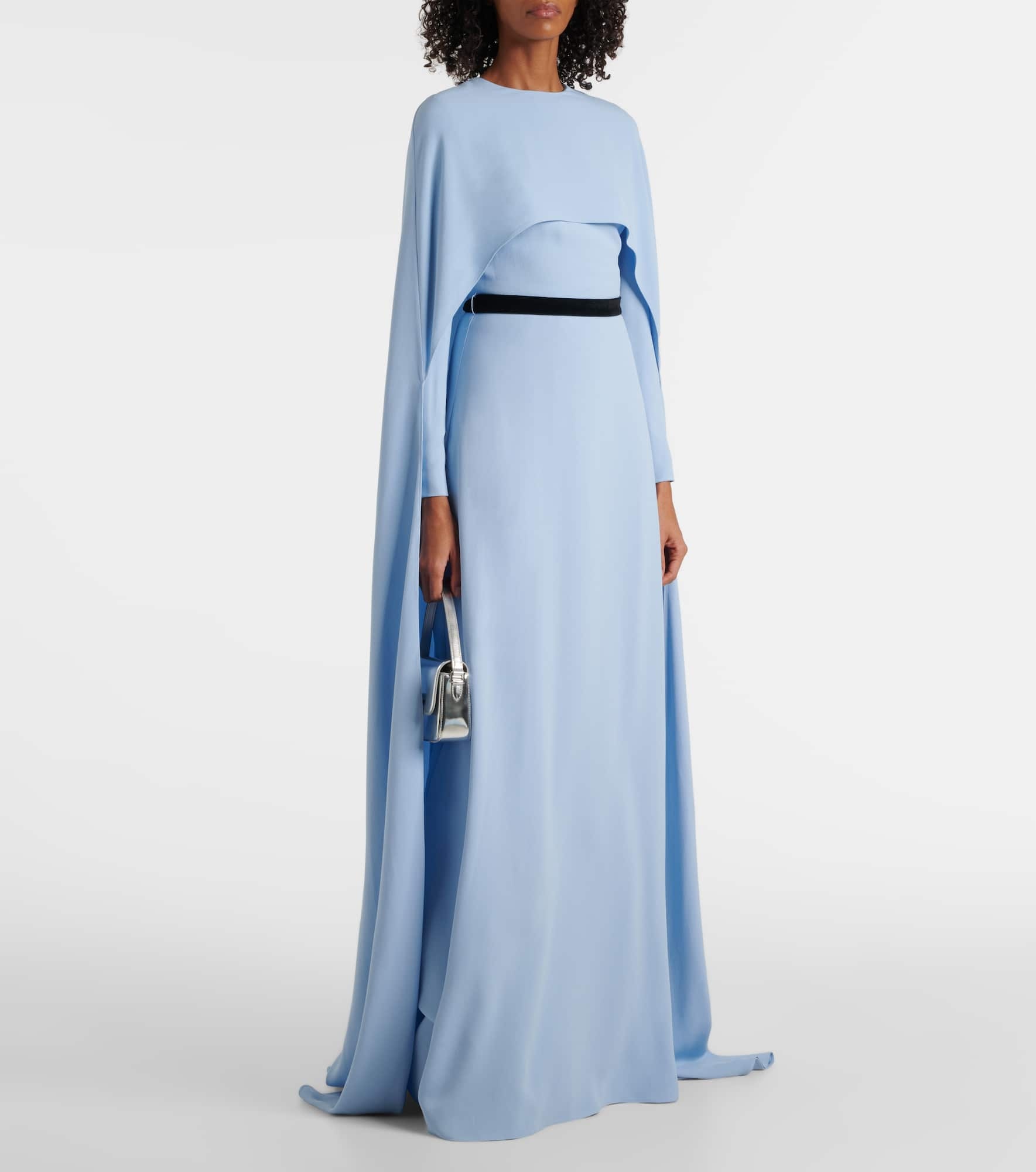 Natasha satin cape gown - 2