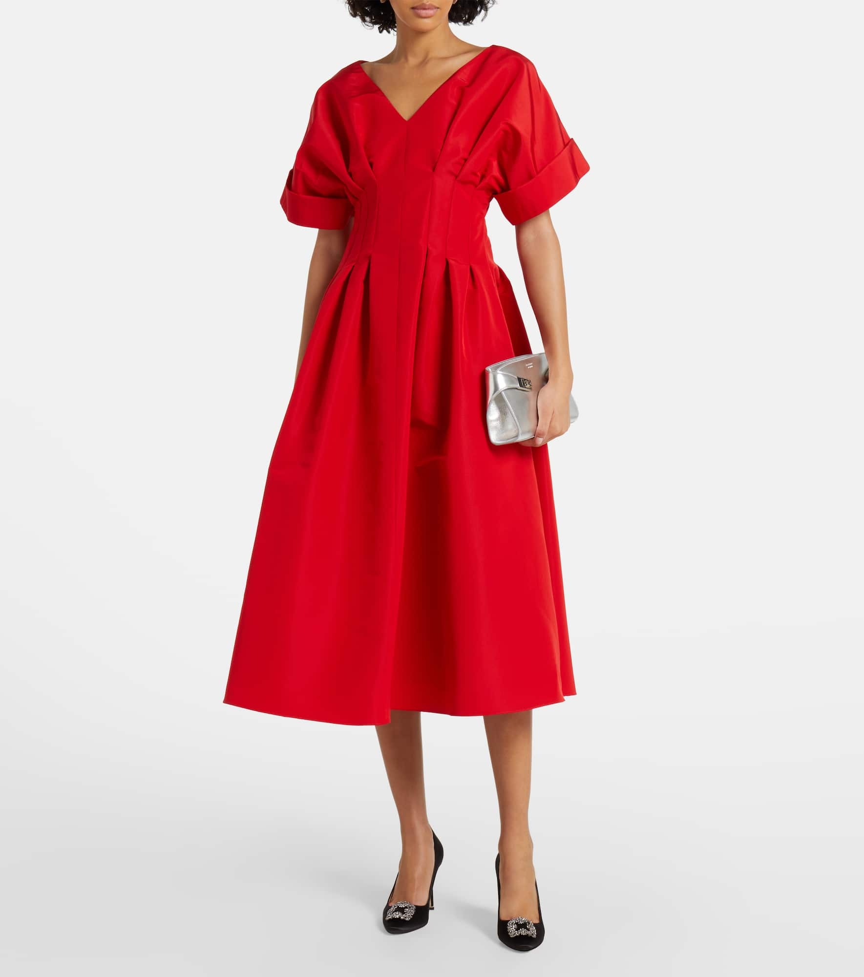 Gathered silk midi dress - 2