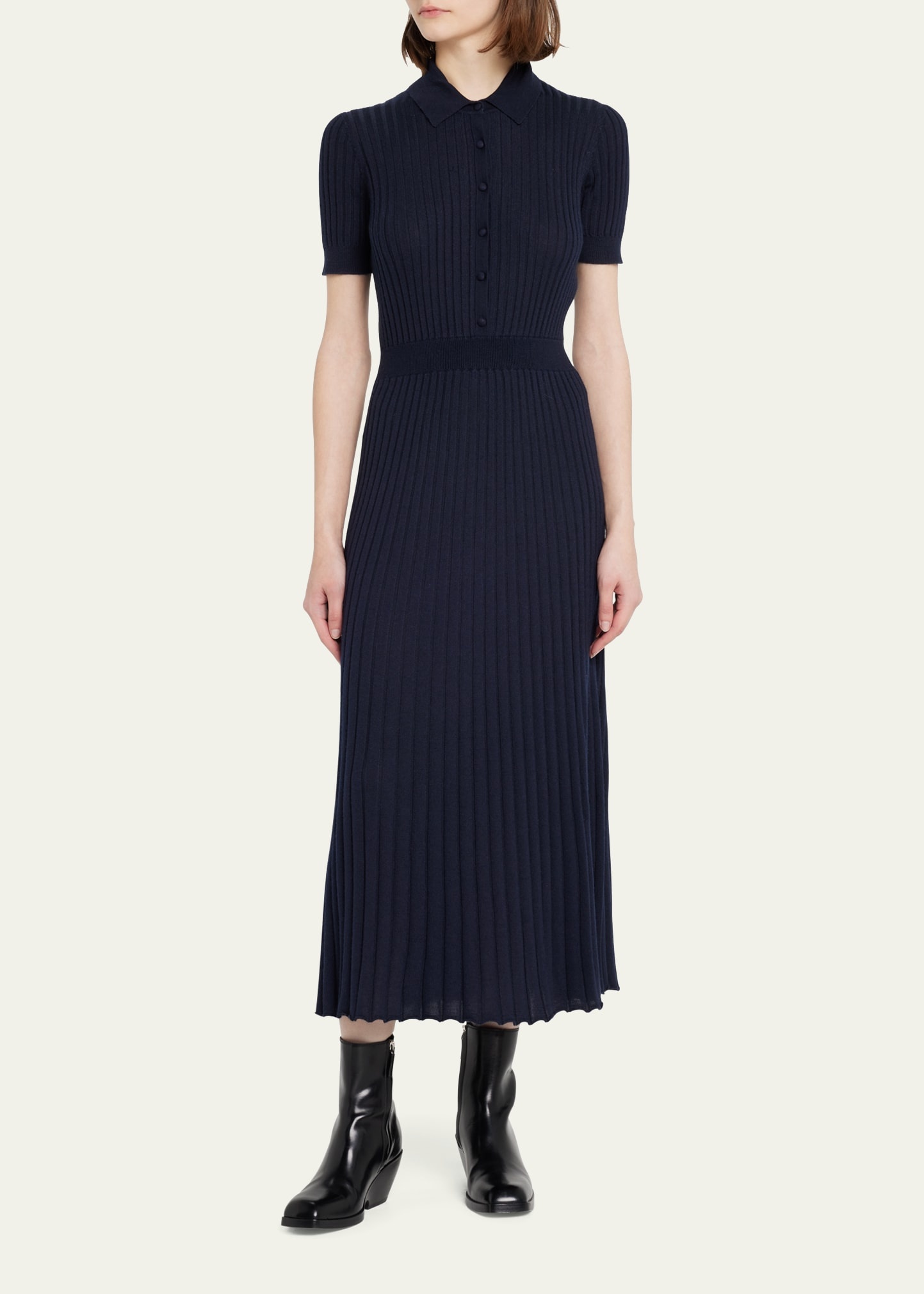 Amor Polo Ribbed Cashmere Dress - 4