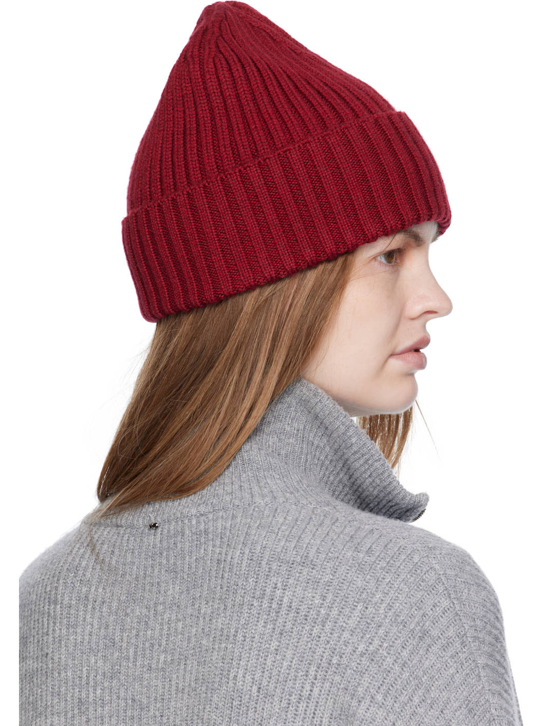 Burgundy Monogram-Embroidered Wool Beanie - 3
