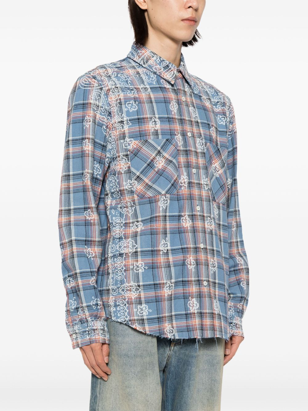 check-pattern cotton shirt - 3