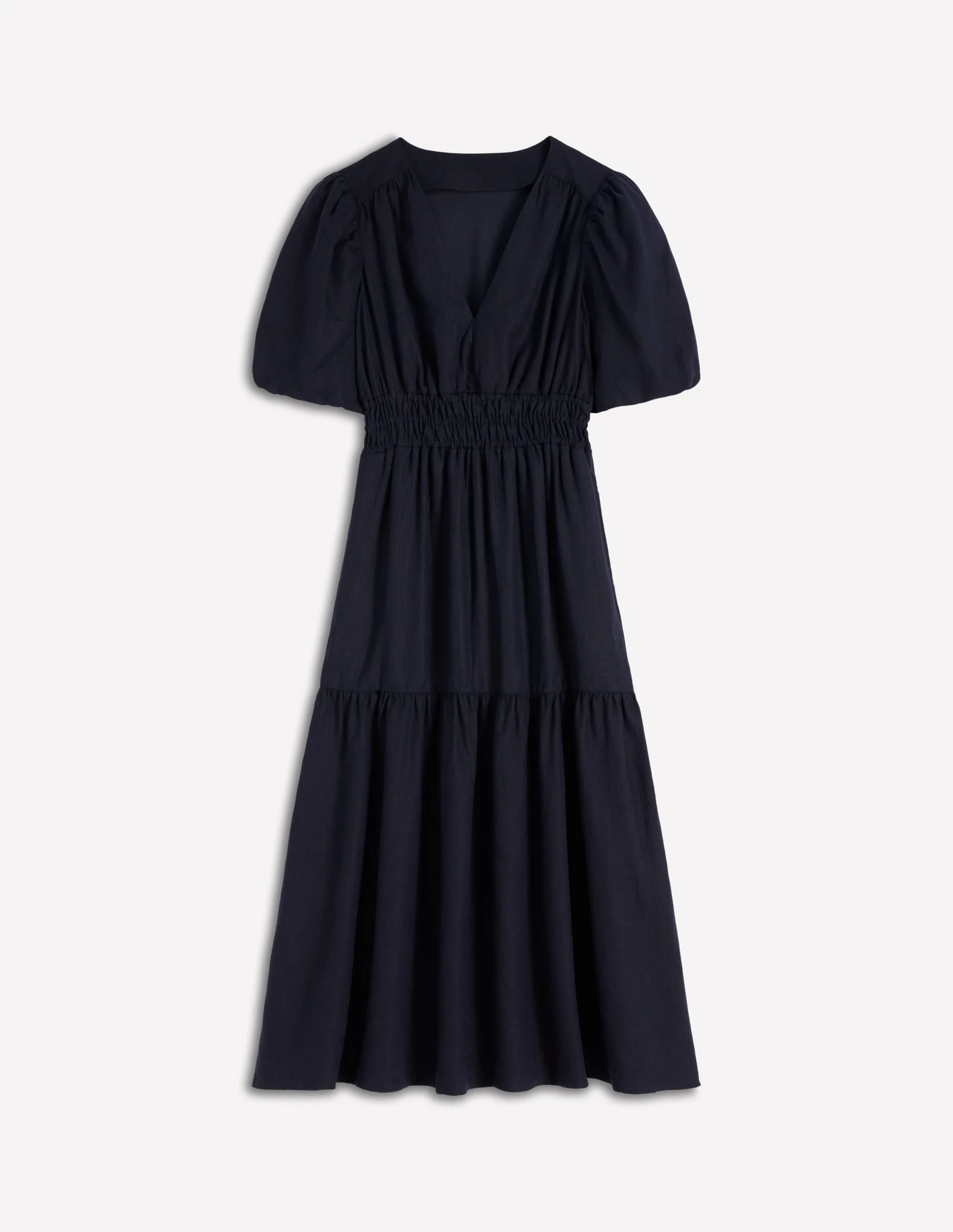 Irene Linen Midi Dress-Navy - 1