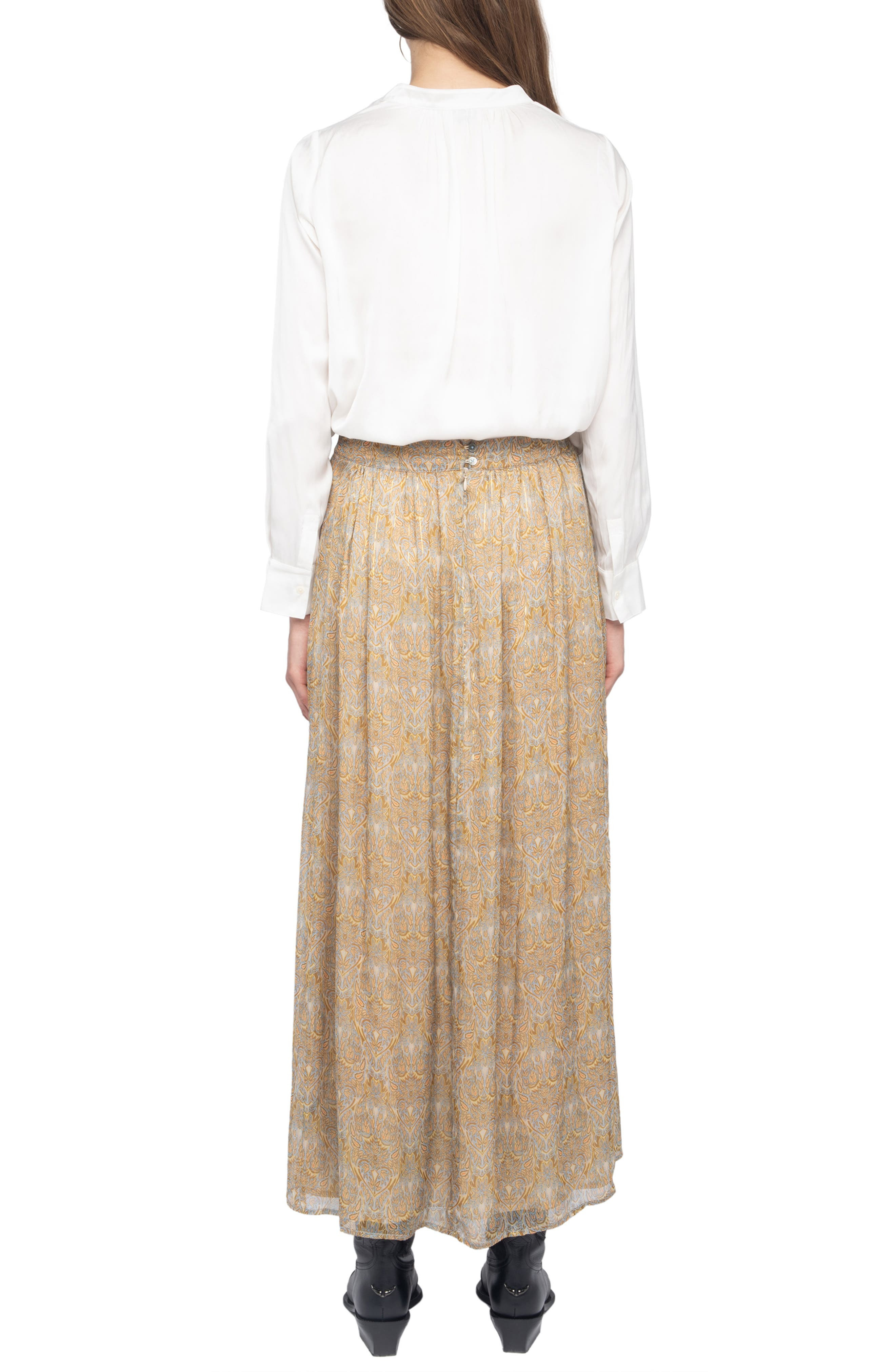 Zadig & Voltaire Jady Paisley Print Maxi Skirt in Cloud at Nordstrom - 7