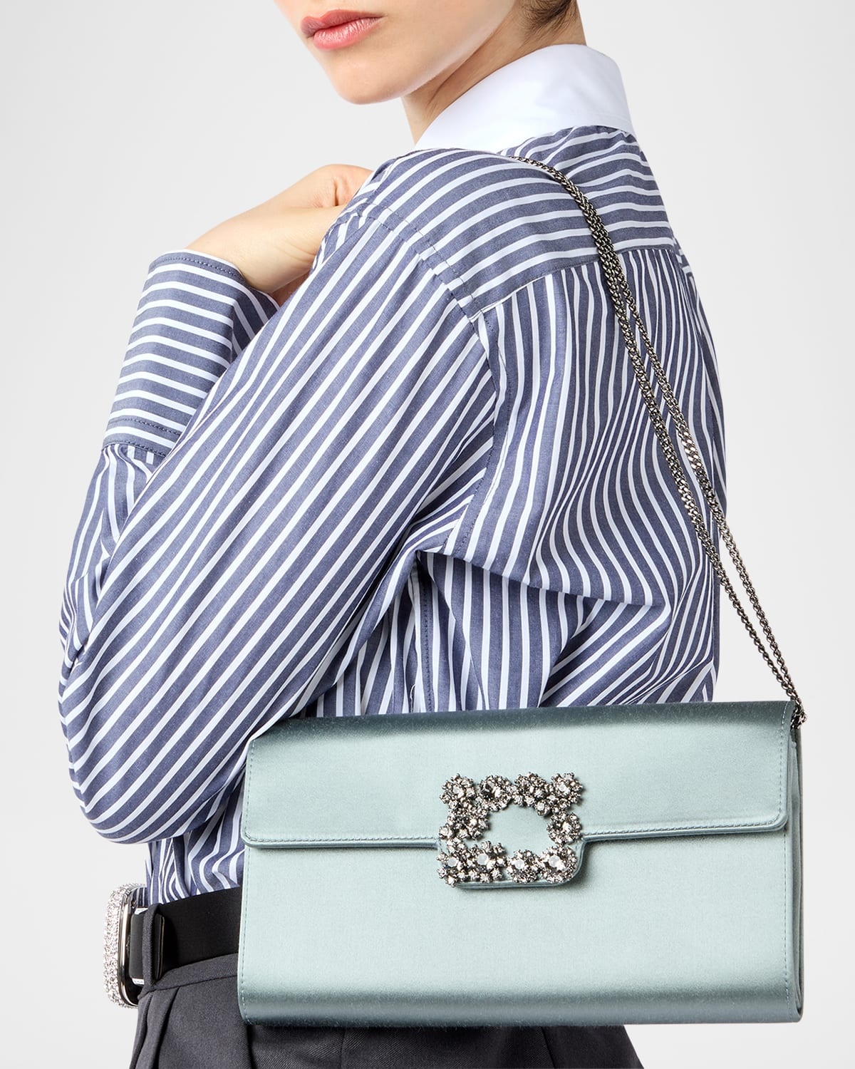 ハンドバッグ Roger Vivier Envelope Flap Flower Buckle Handbag Roger Vivier Mini Flower Jewel Envelope Top-Handle Bag