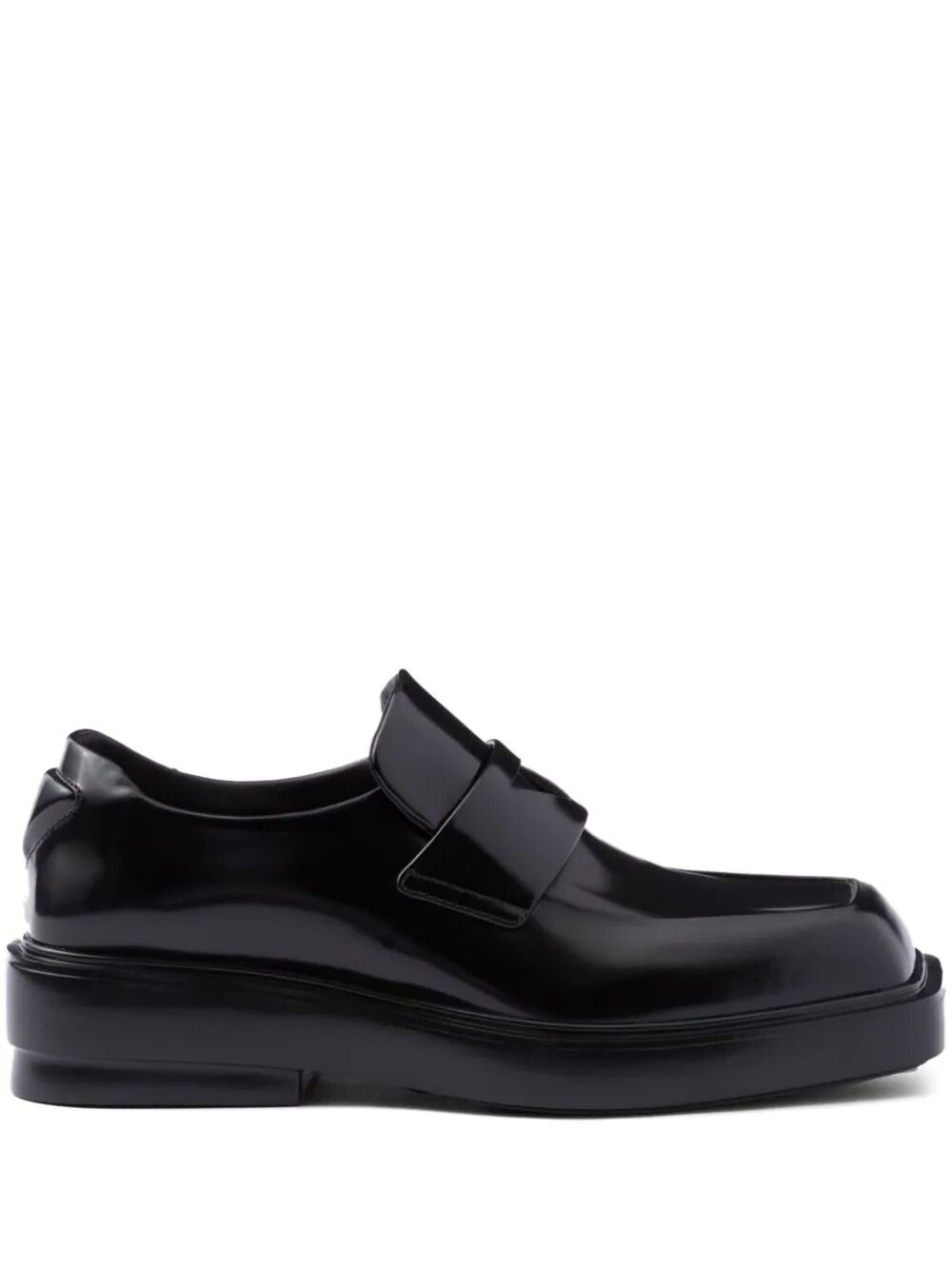 PRADA FENDER SQUARE LEATHER LOAFERS - 1