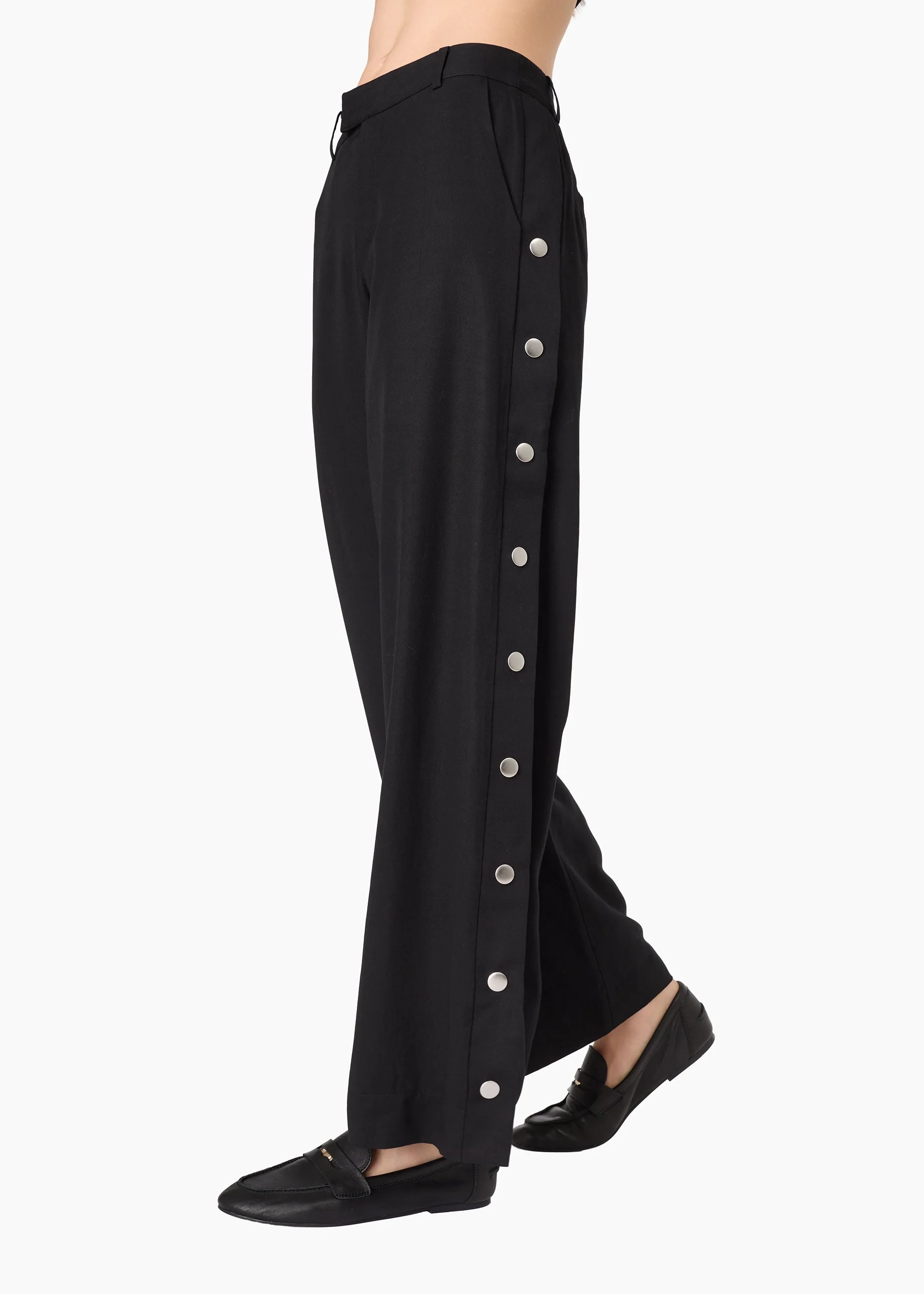 MEADE WIDE LEG TENCEL TROUSER BLACK - 1