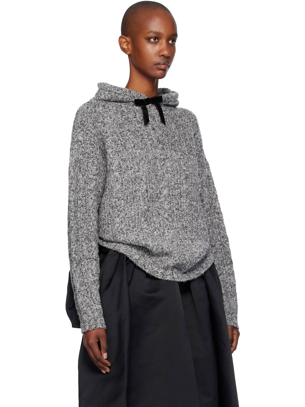 Gray Knitwear Hoodie - 2