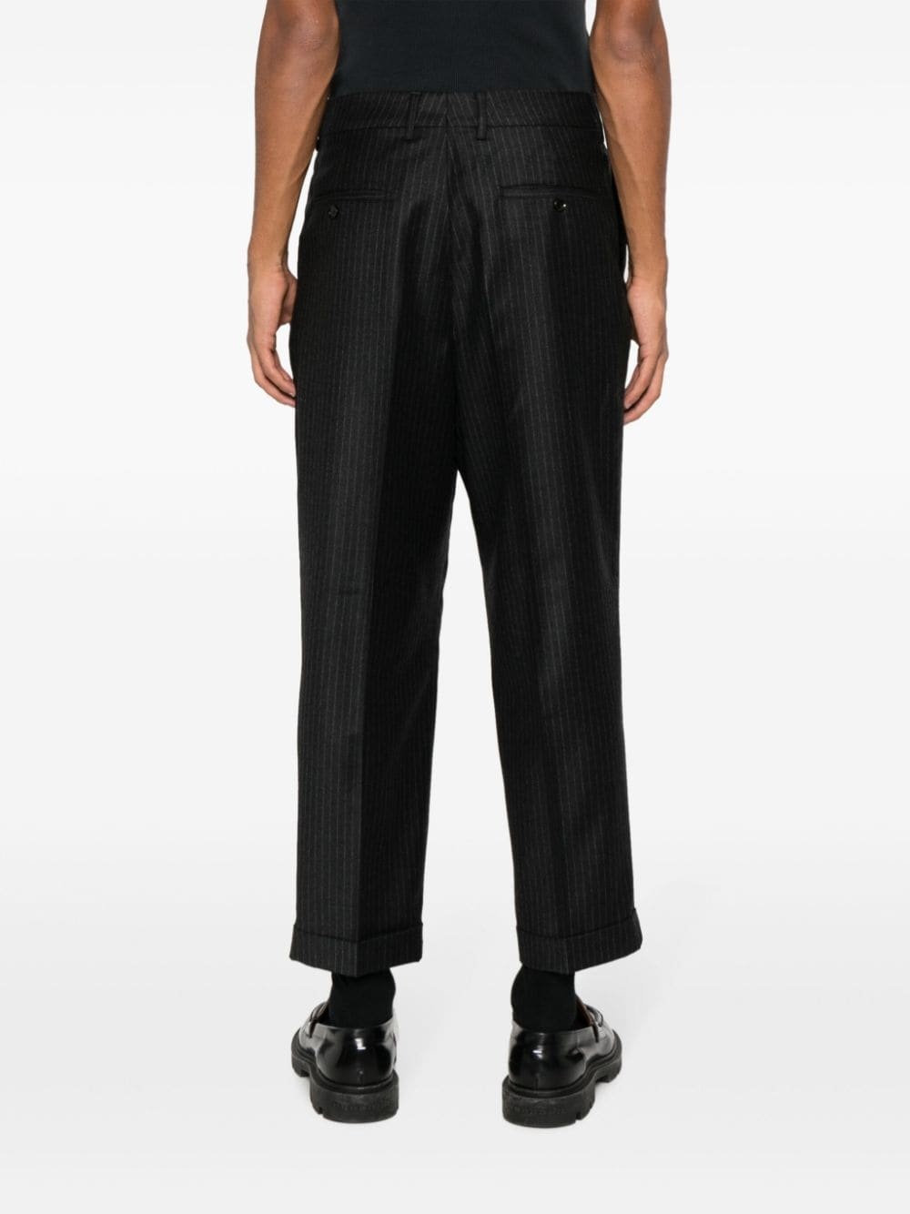 pinstriped tailored cropped trousers - 4