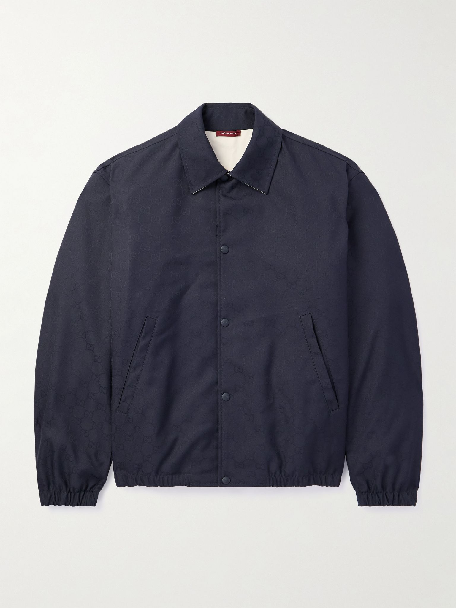 Reversible Logo-Jacquard Cotton Bomber Jacket Midnight blue - 1