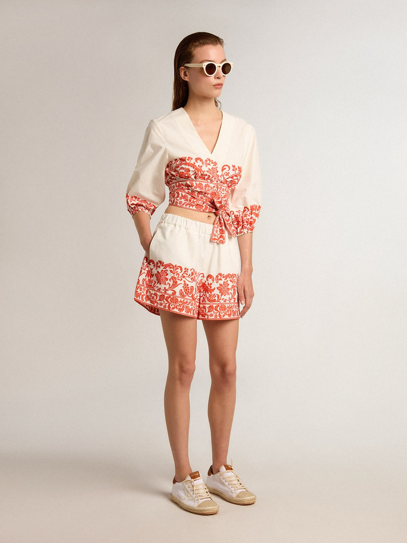 Golden Goose Cotton shorts with seasonal print outlook