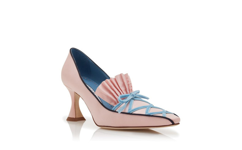 Pink Silk Criss-Cross Detail Pumps 3