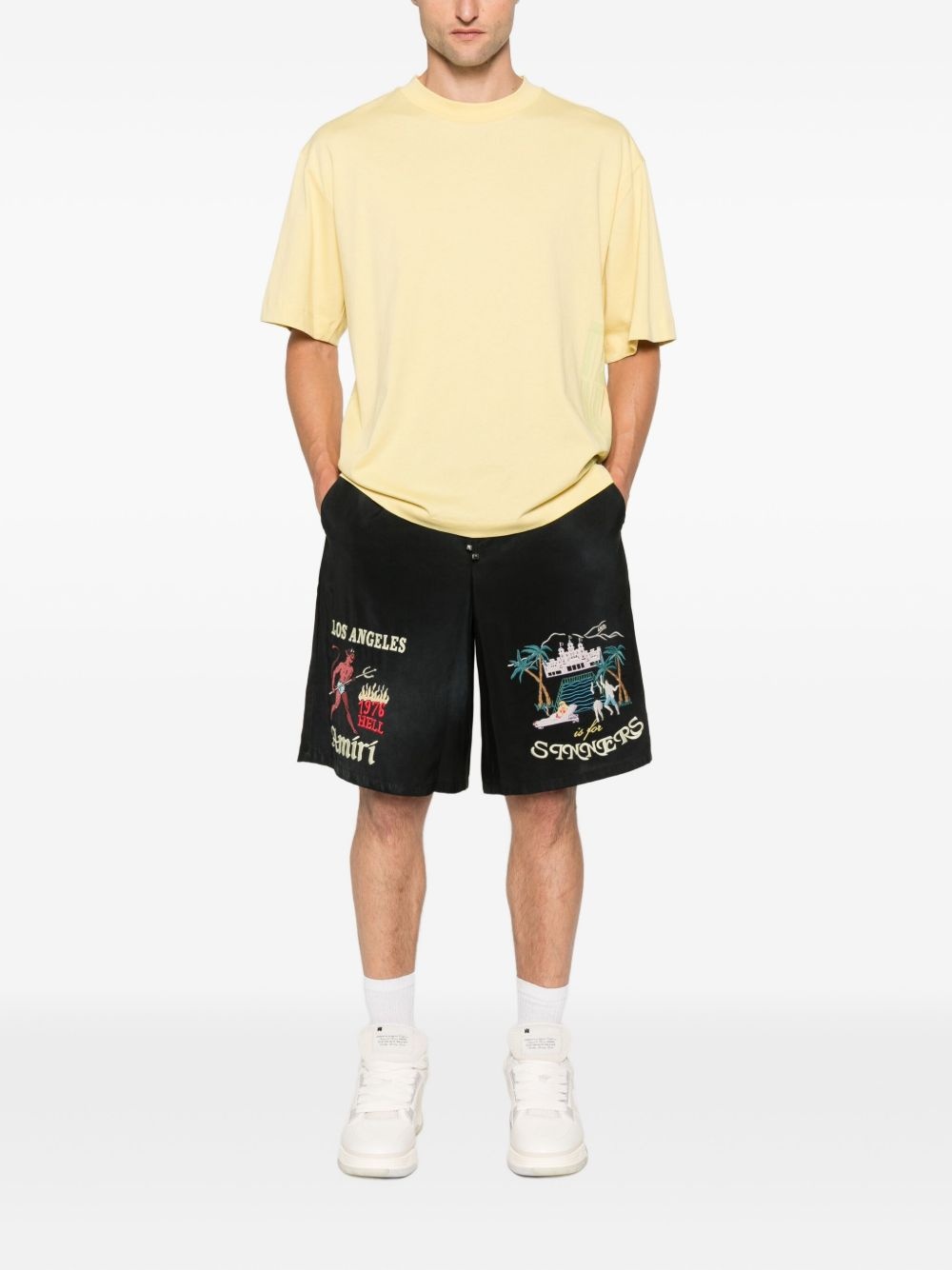 embroidered-design shorts - 2