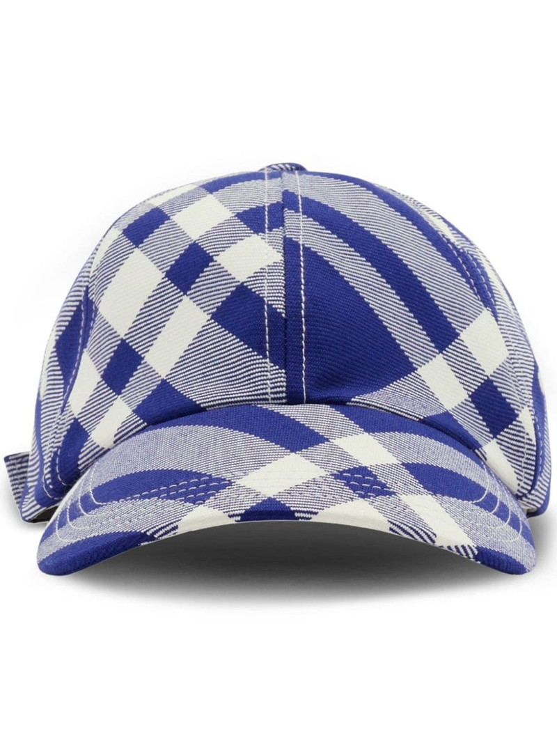 check-plaid cotton baseball cap 1