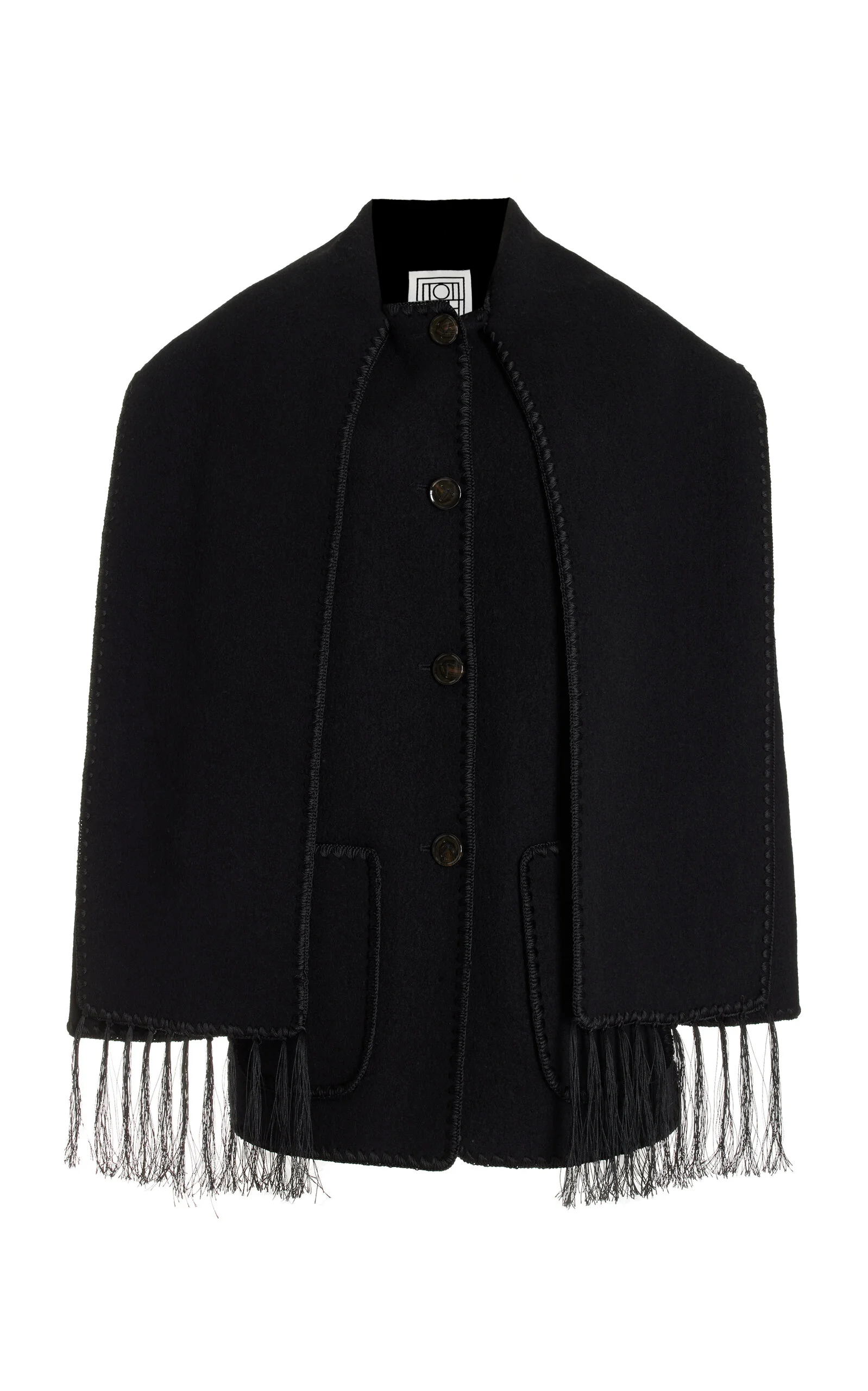 Embriodered Wool-Blend Scarf Jacket black - 1