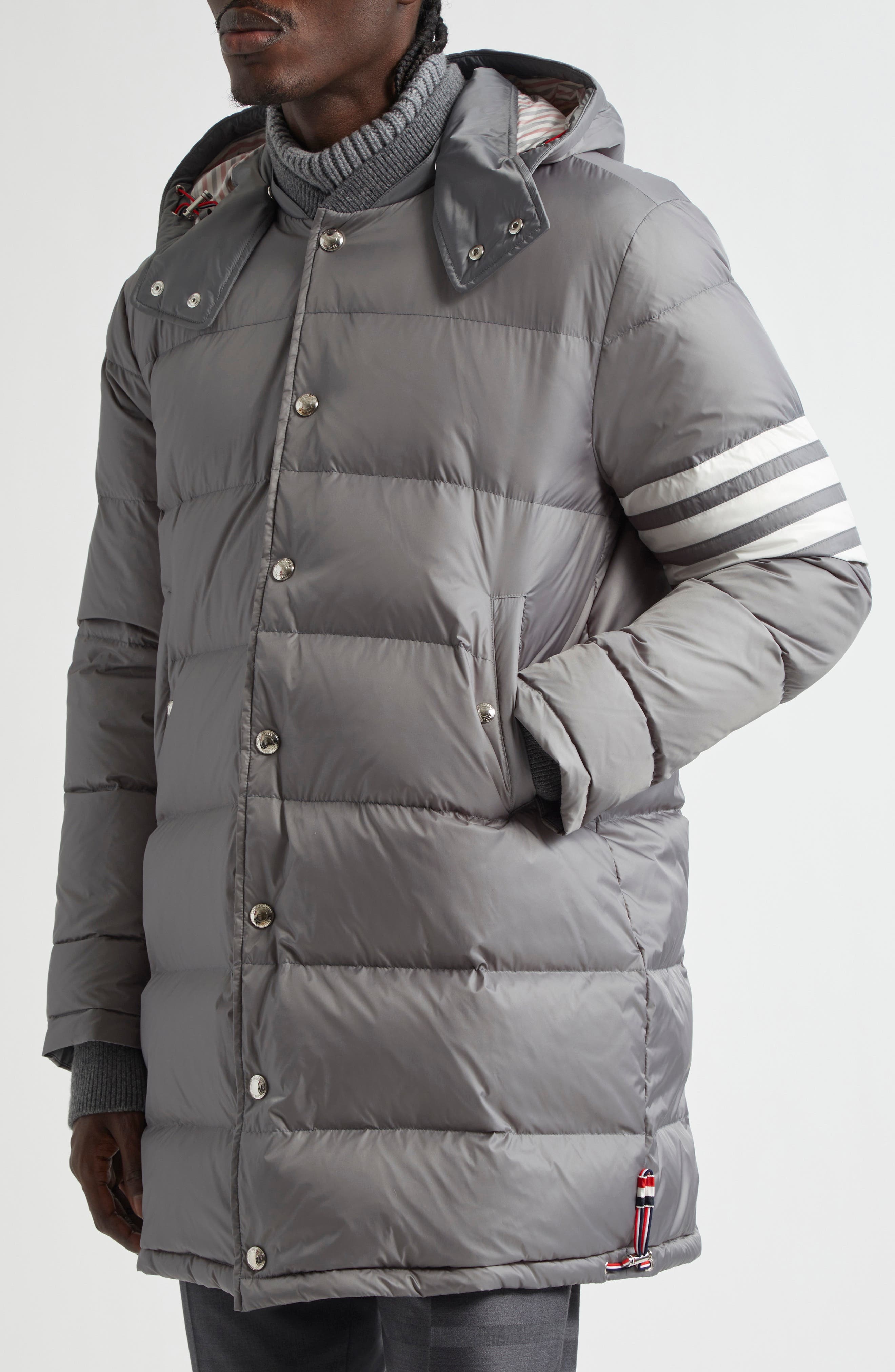 Thom Browne 4-Bar Down Hooded Coat in Medium Grey at Nordstrom - 5