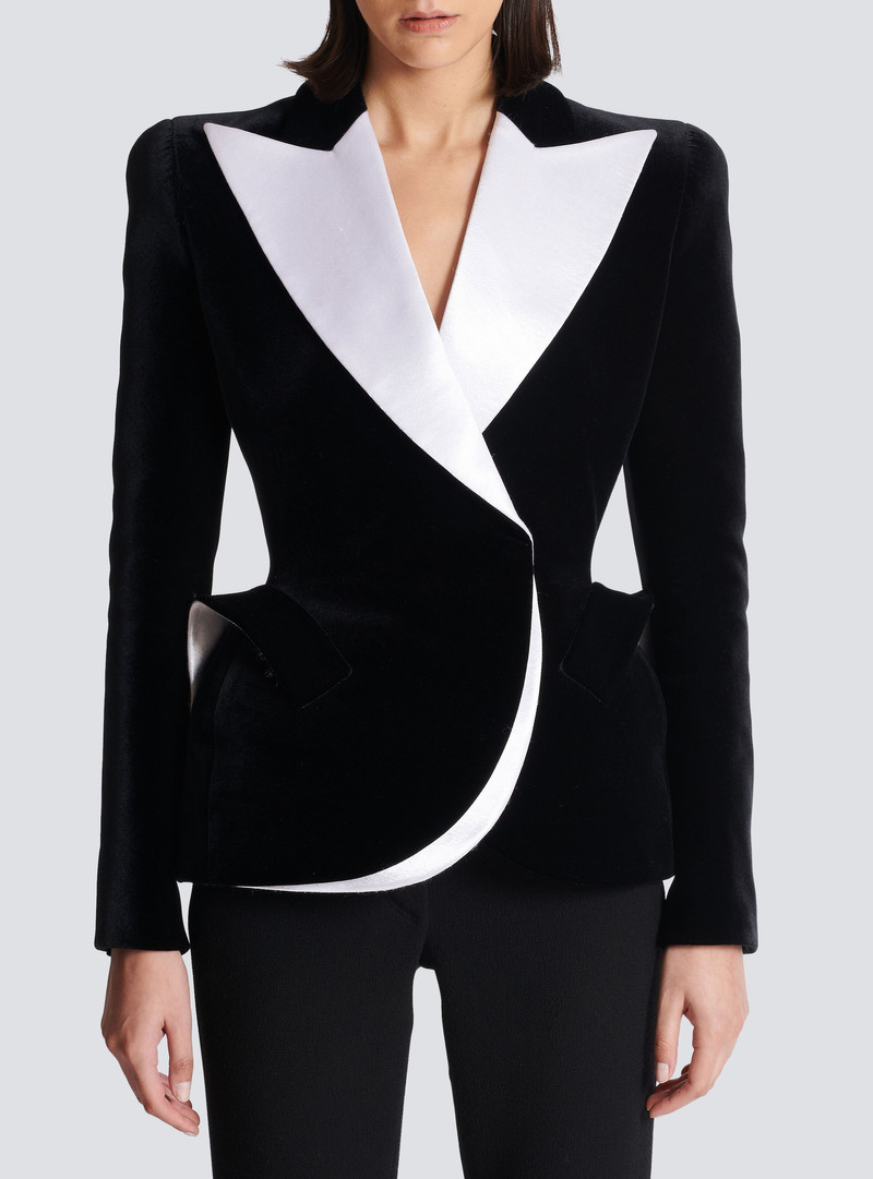 Structured jacket in velvet and satin 5