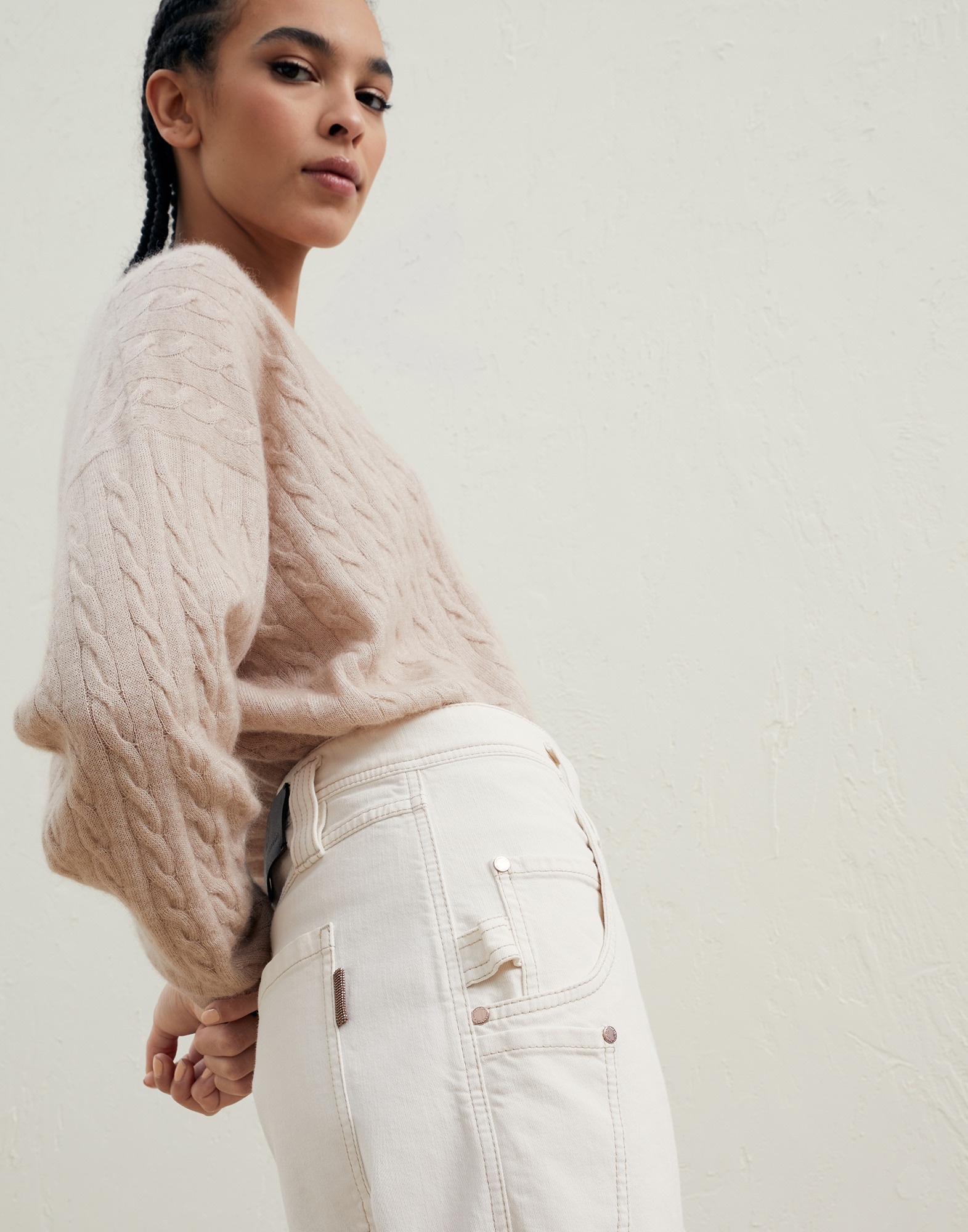 Garment-dyed carpenter trousers in comfort soft denim with shiny tab - 3