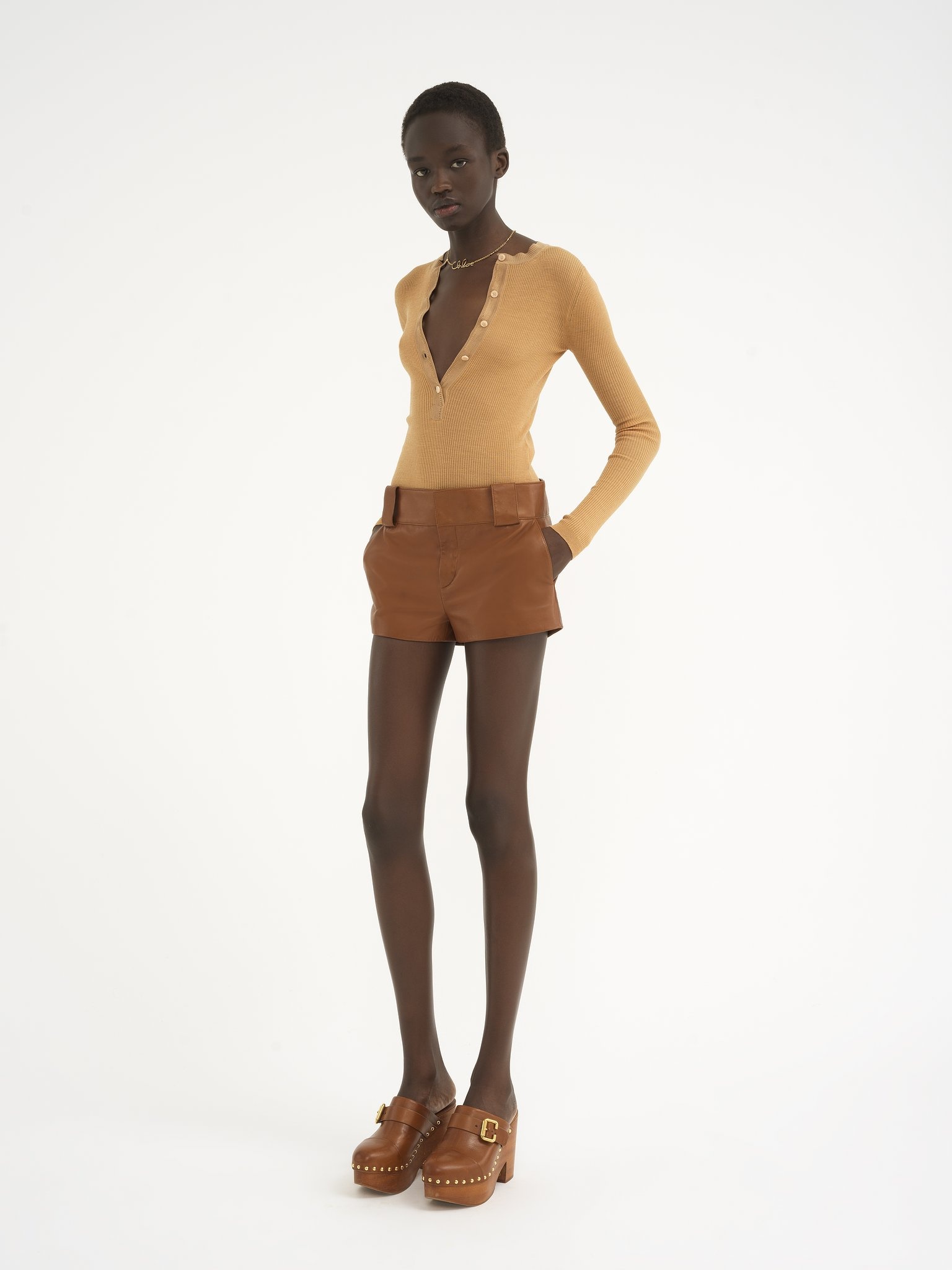 TAILORED MINI SHORTS IN SOFT NAPPA LEATHER - 3