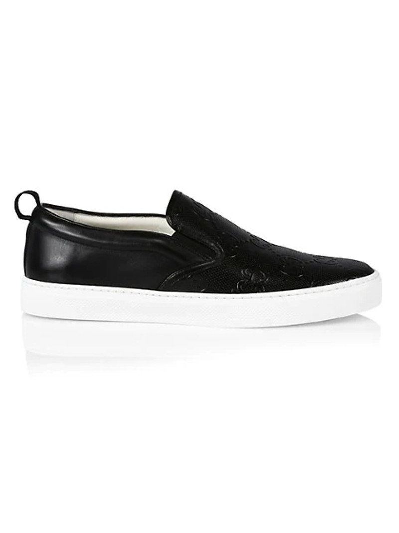 GG Embossed Leather Slip-On Sneakers - 1
