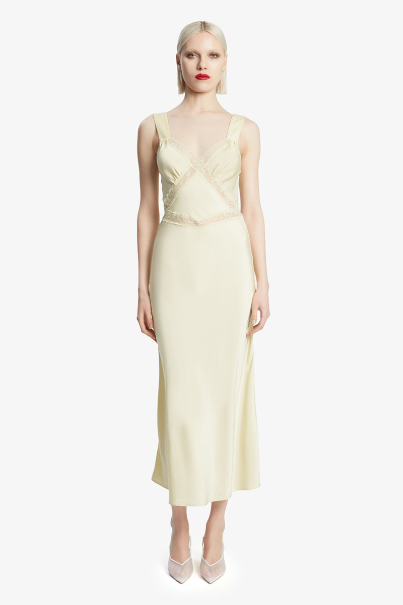 BARDOT Emory Lace Slip Dress In Canary Yellow outlook