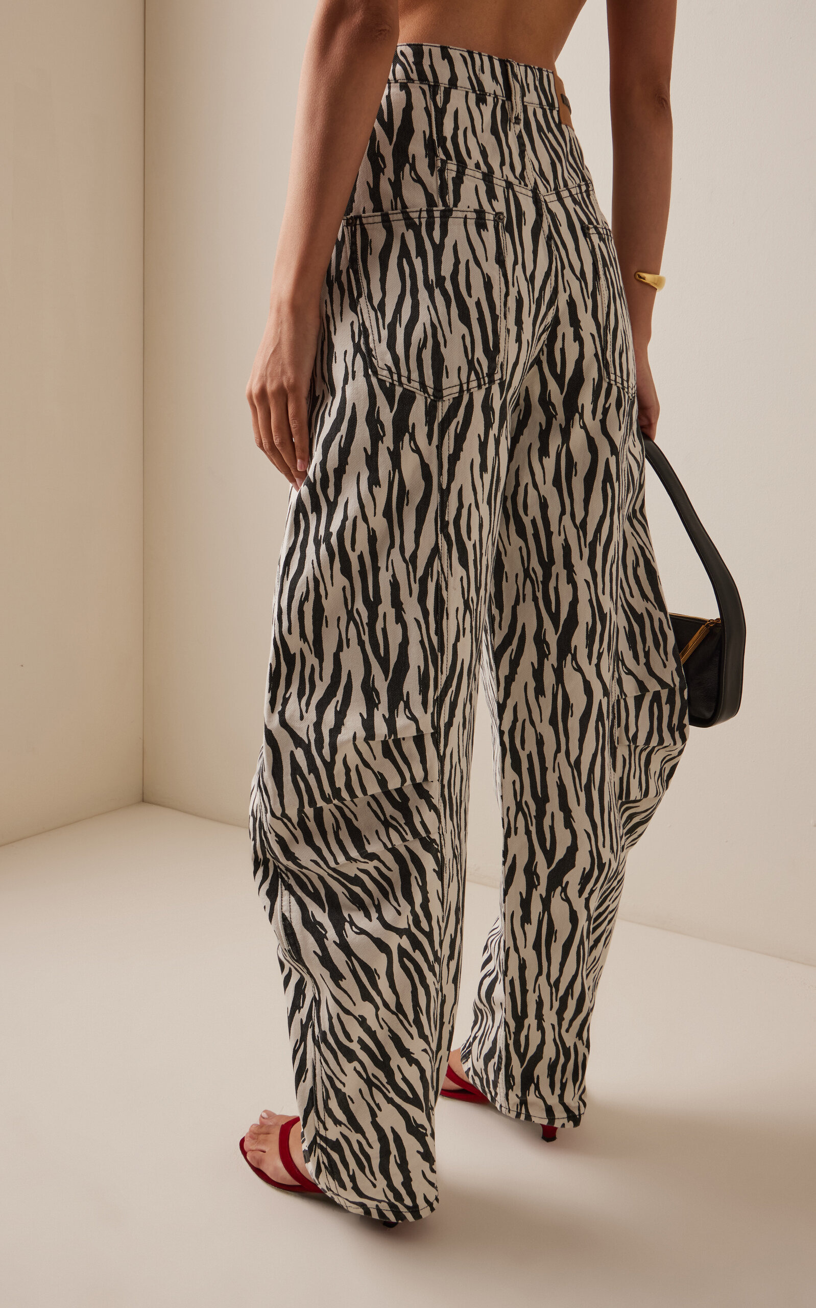 Printed Cotton-Twill Cargo Pants black/white - 4