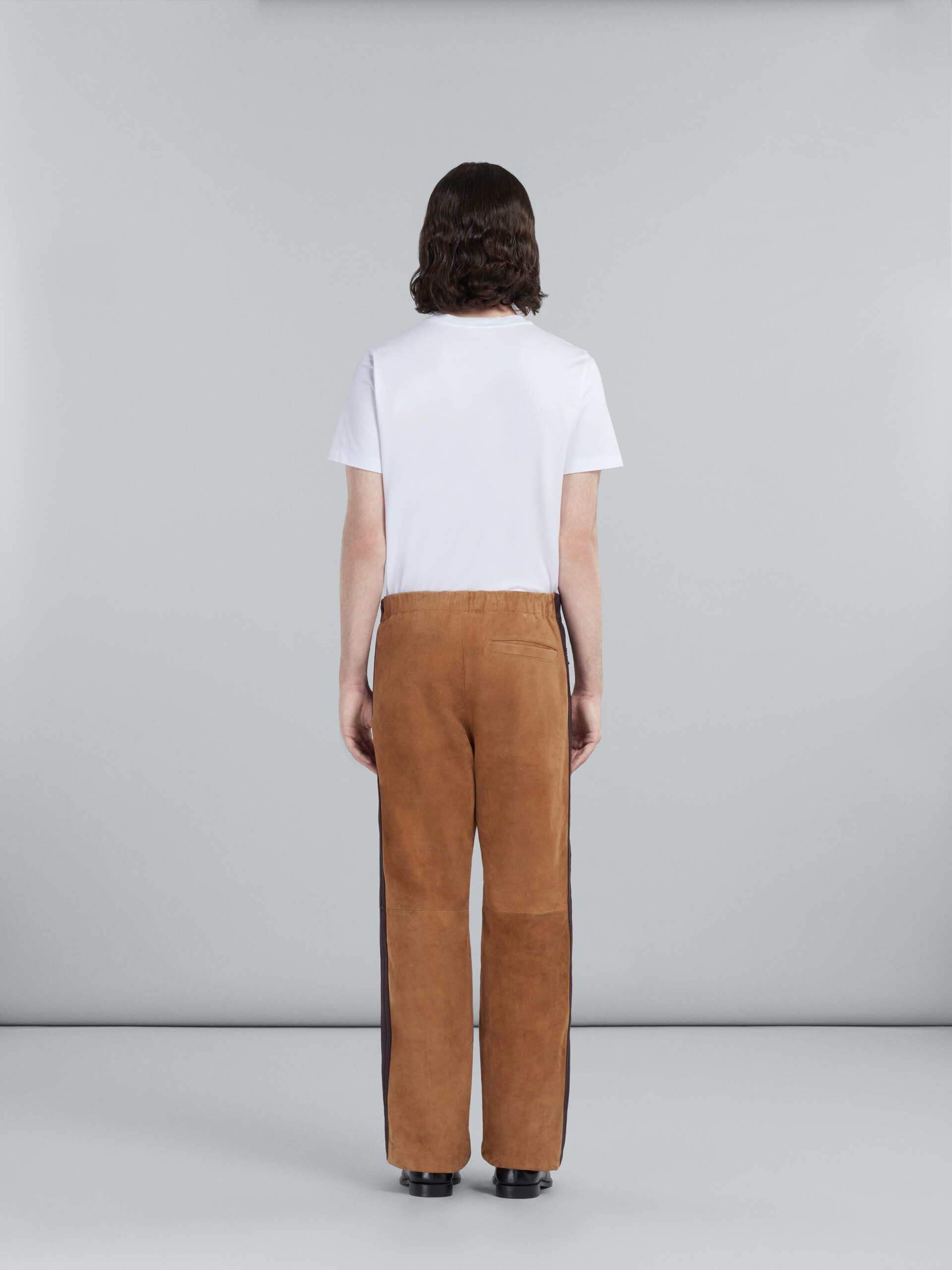 BROWN SUEDE TROUSERS WITH NAPPA BANDS - 3