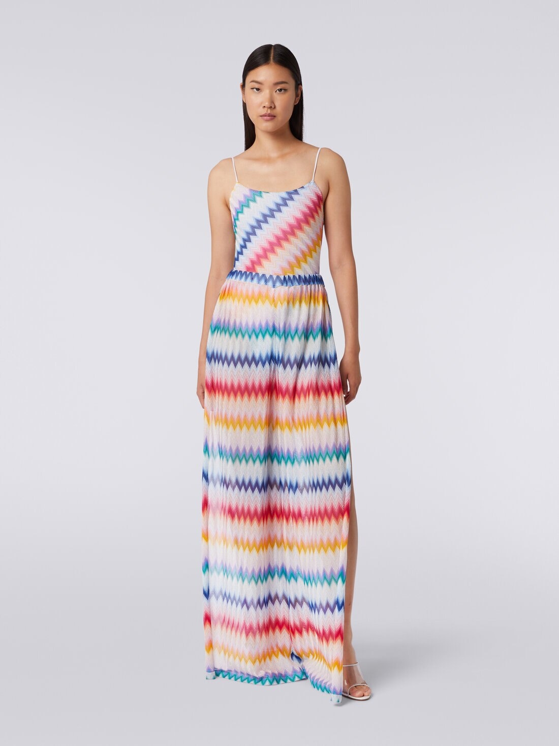 Zigzag cover up trousers with lurex - 2