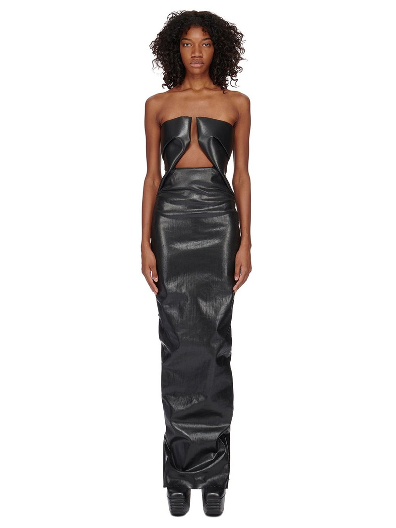 rick owens coated denim dress Rick Owens Coated Denim Maxi Dress In Grey
