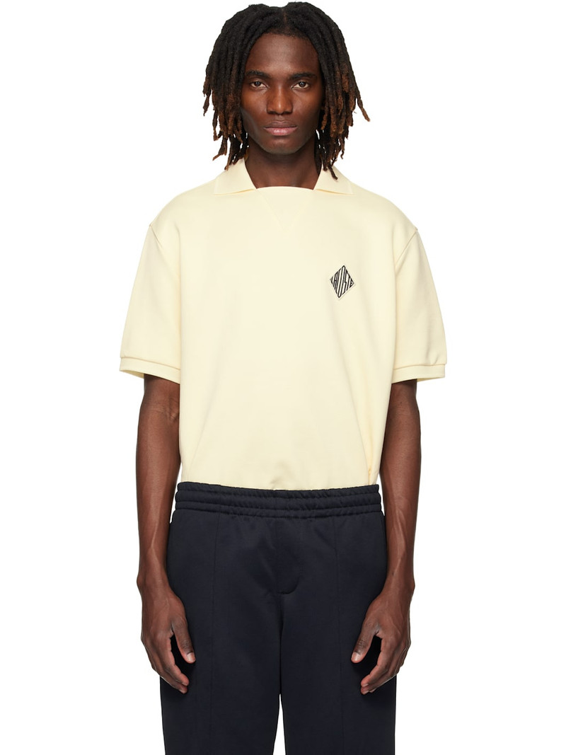 Beige Loose Fit Badge Accent Fleece Polo 1