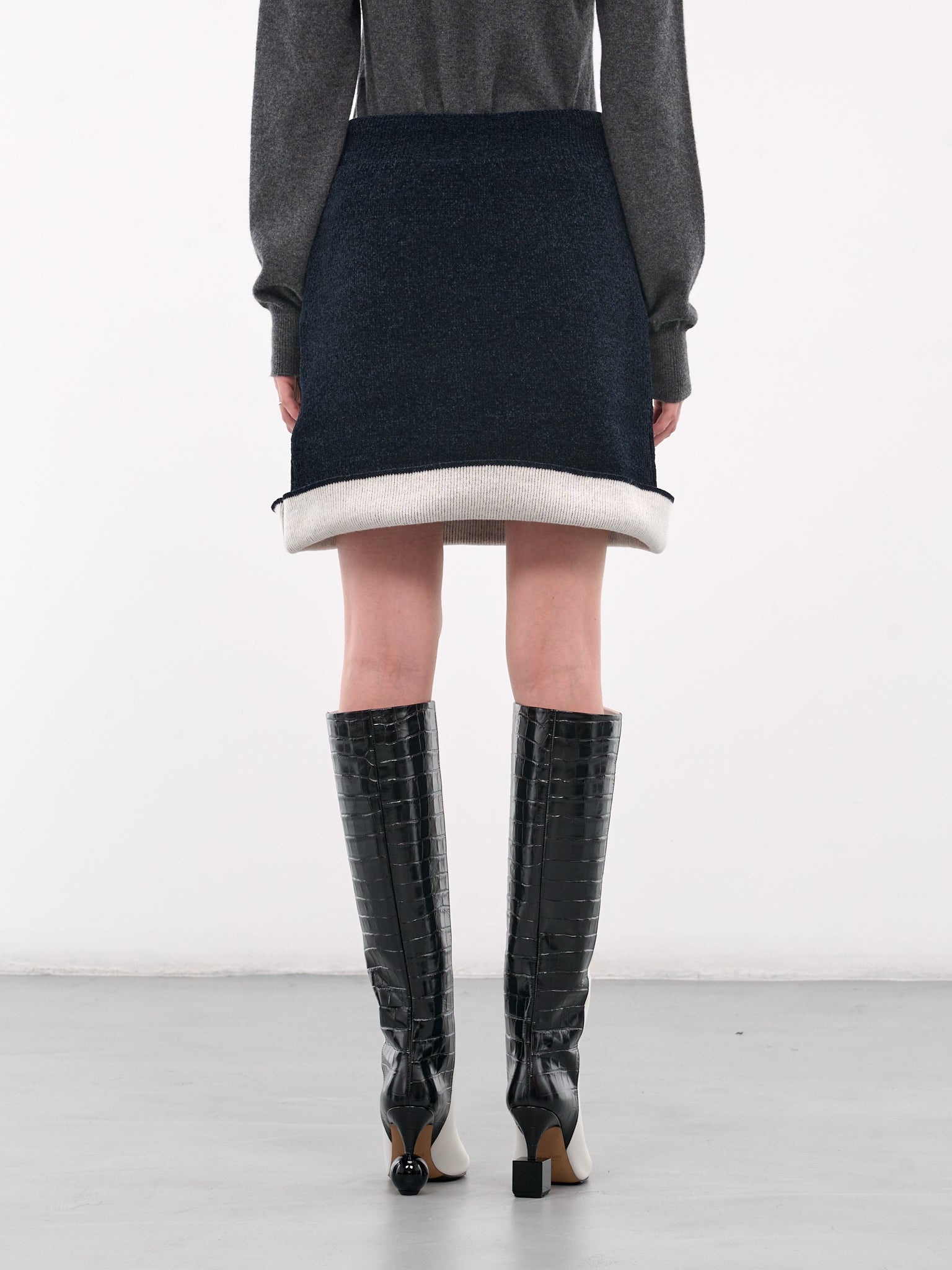 Contrast Hem Chenille Skirt - 3