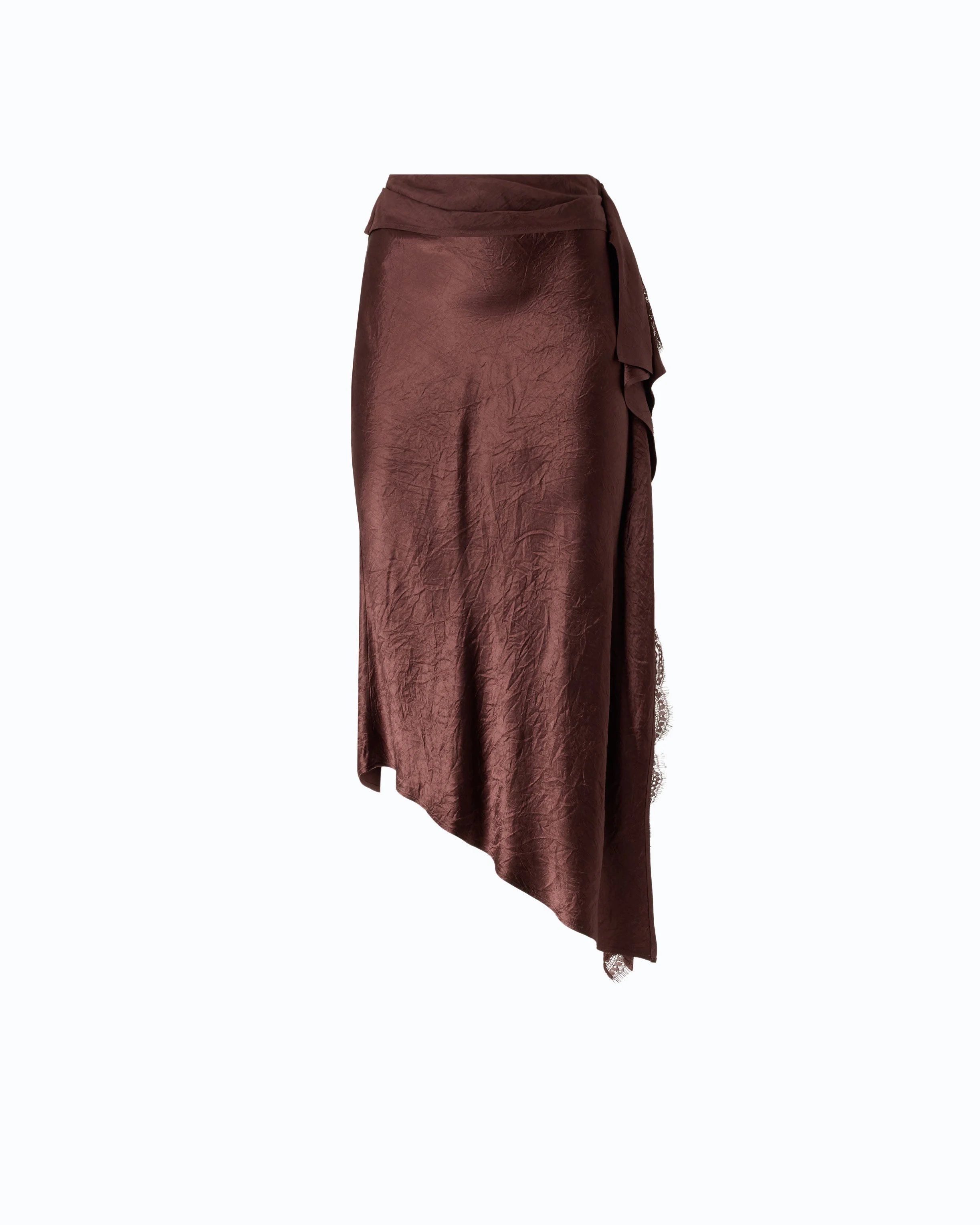 ASYMMETRIC MIDI SKIRT IN SATIN - 1