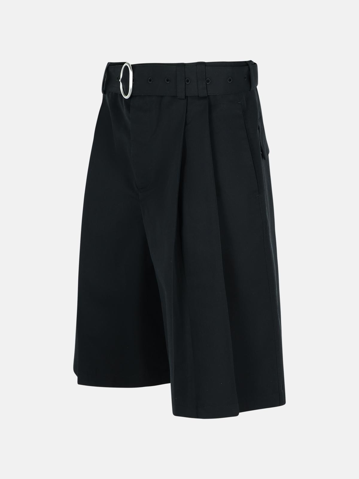 BLACK COTTON BLEND BERMUDA SHORTS - 2